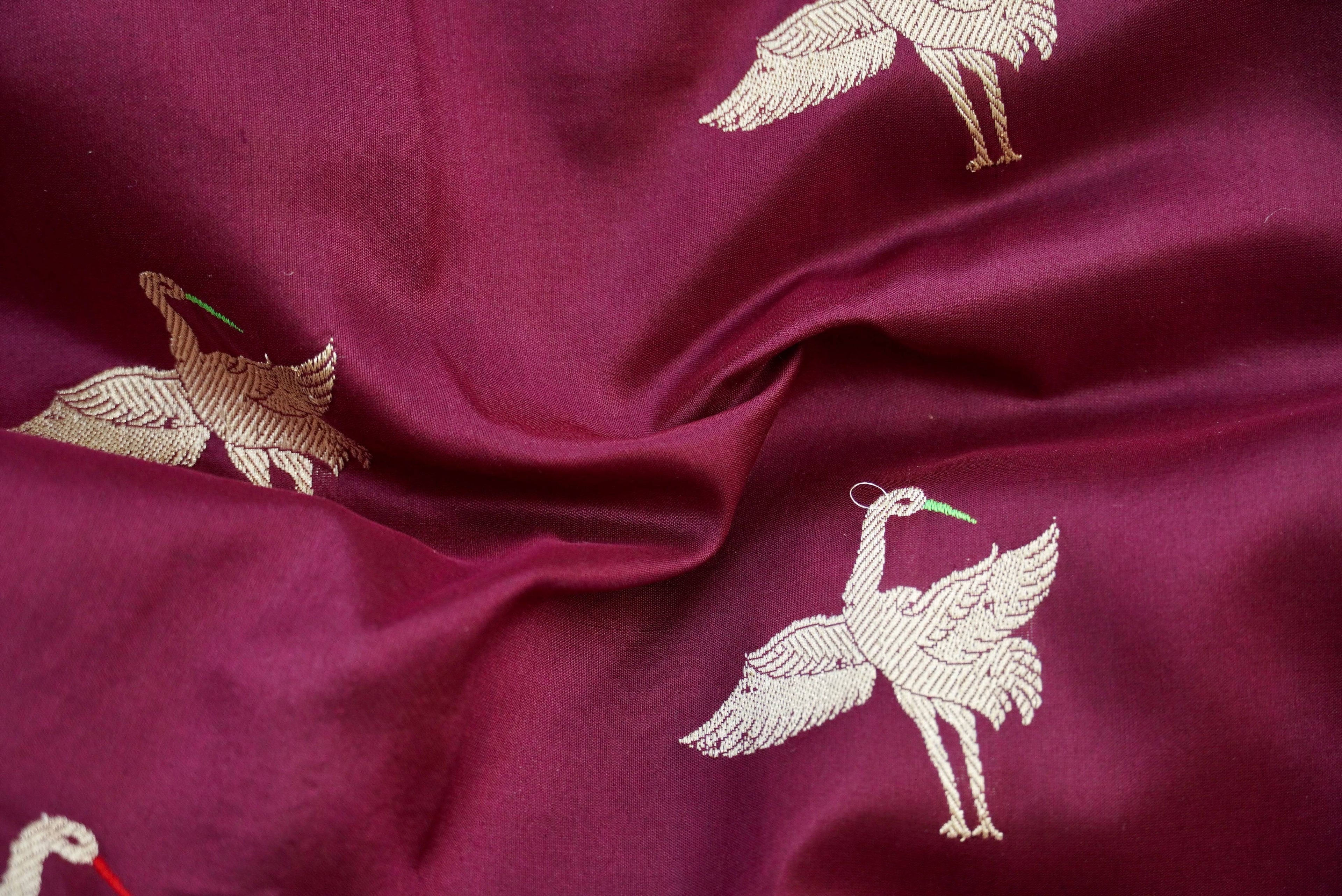 Handwoven Pure Katan Silk Banarasi Bird Dupatta