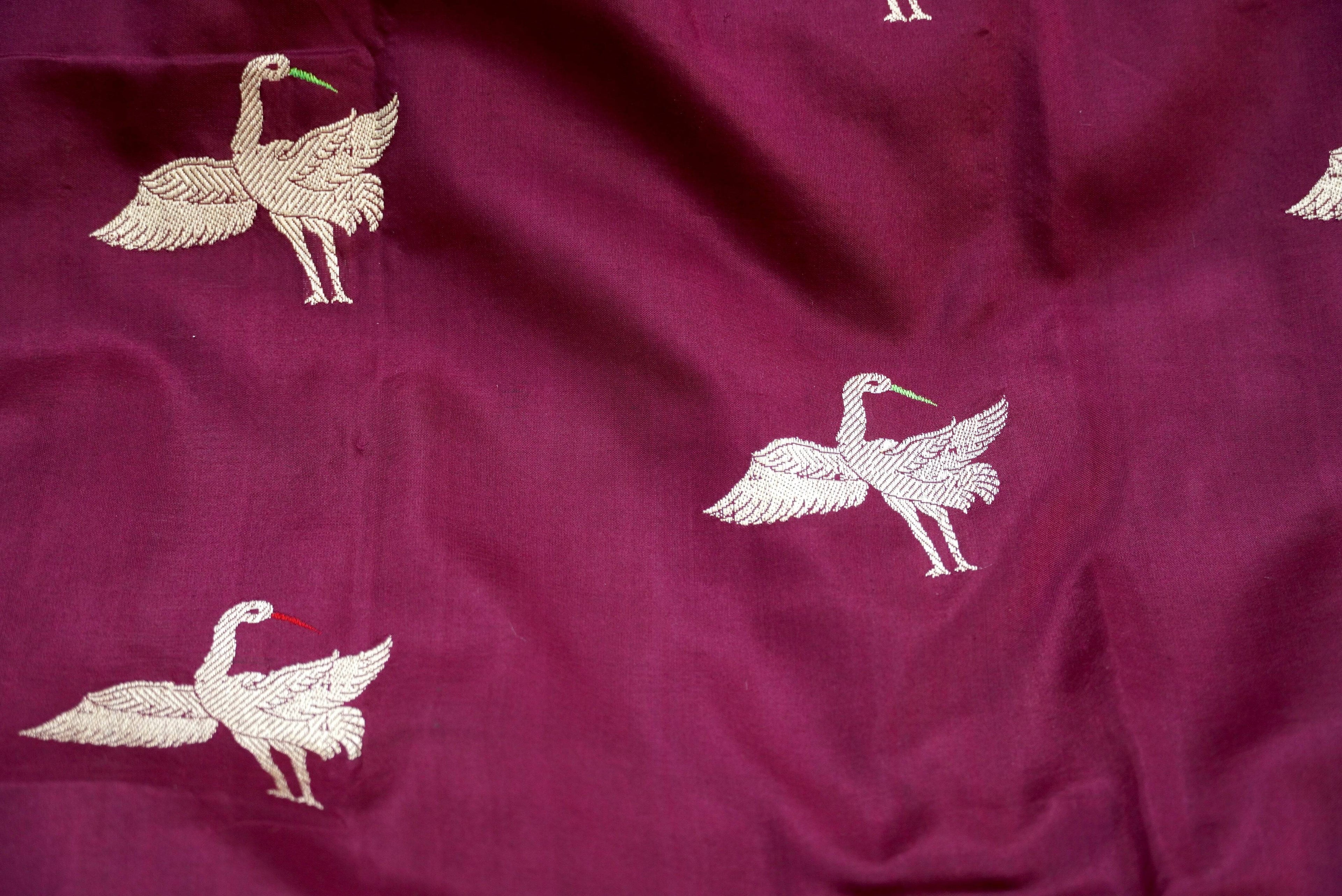 Handwoven Pure Katan Silk Banarasi Bird Dupatta