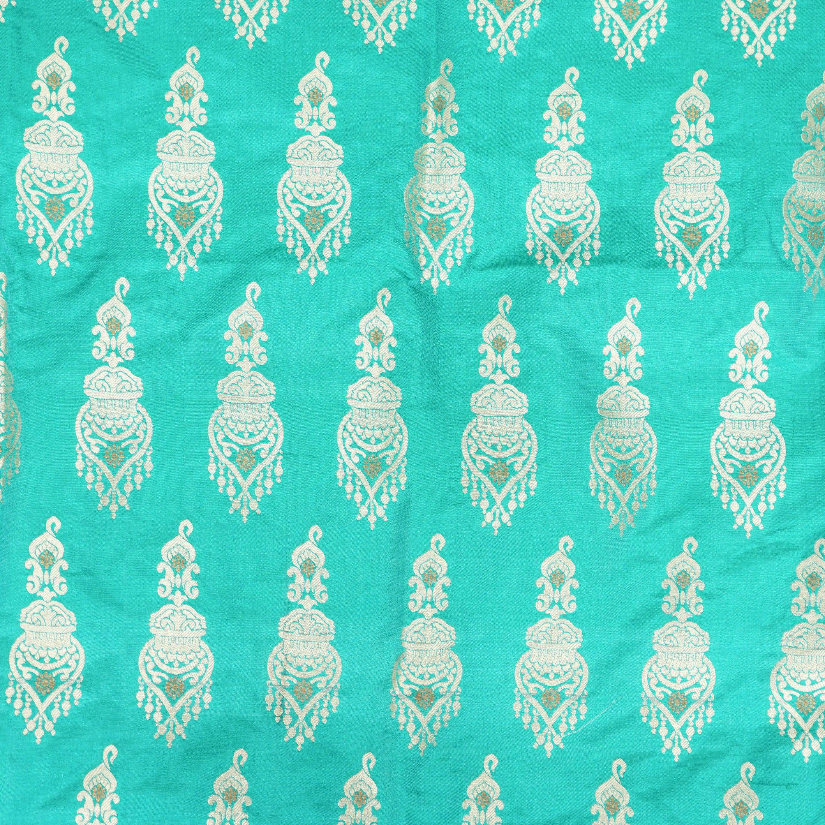 Handwoven Pure Katan Silk Banarasi Jhumka Blouse Fabric