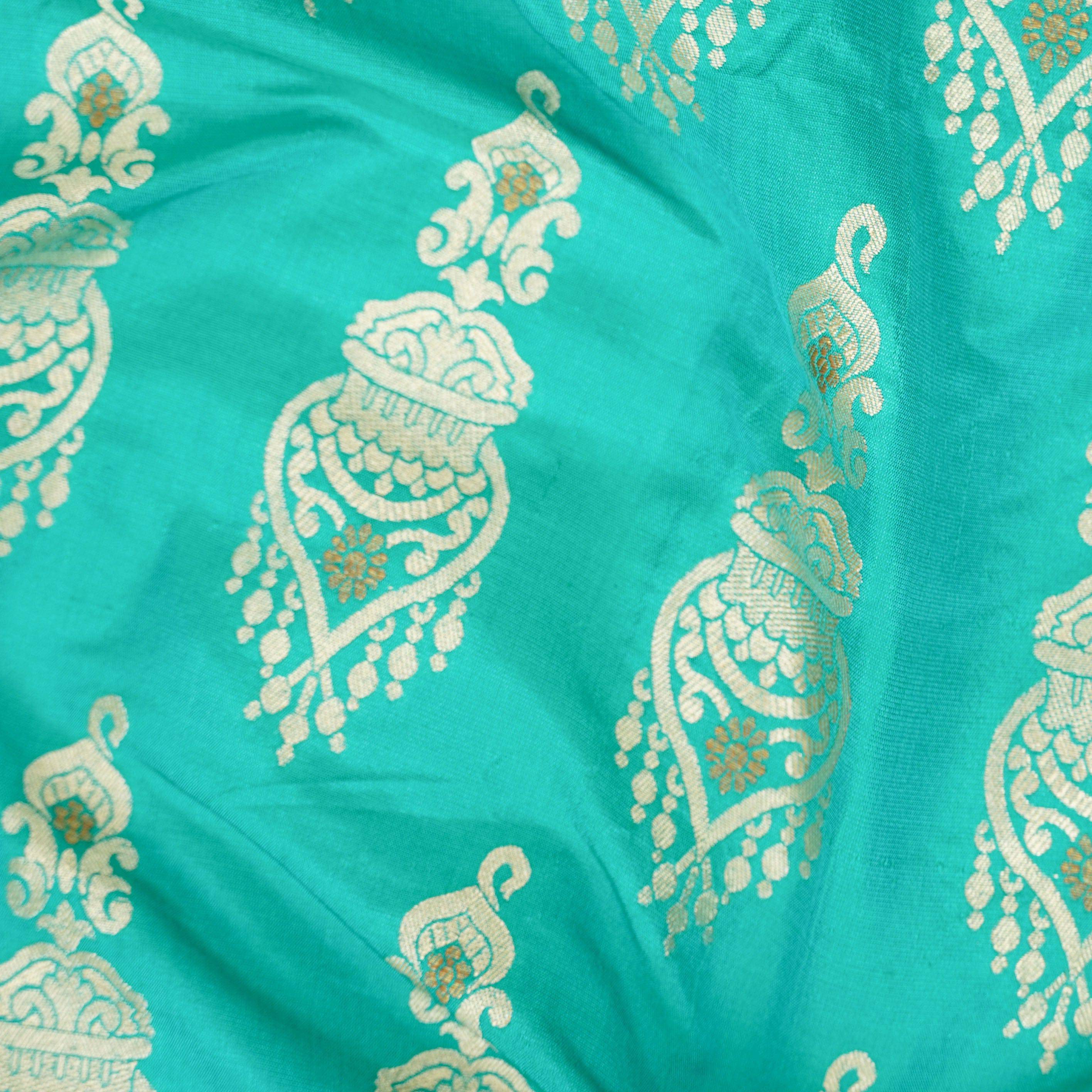 Handwoven Pure Katan Silk Banarasi Jhumka Blouse Fabric