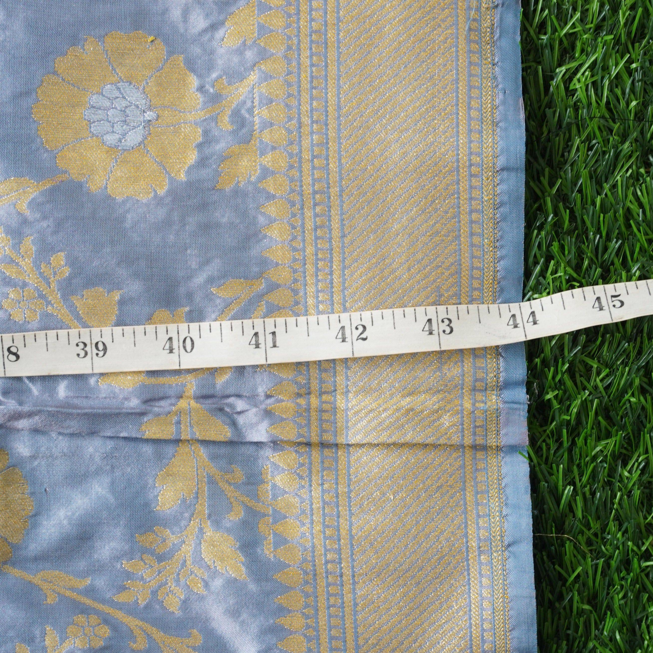 Handwoven Pure Katan Silk Blue Banarasi Blouse Fabric