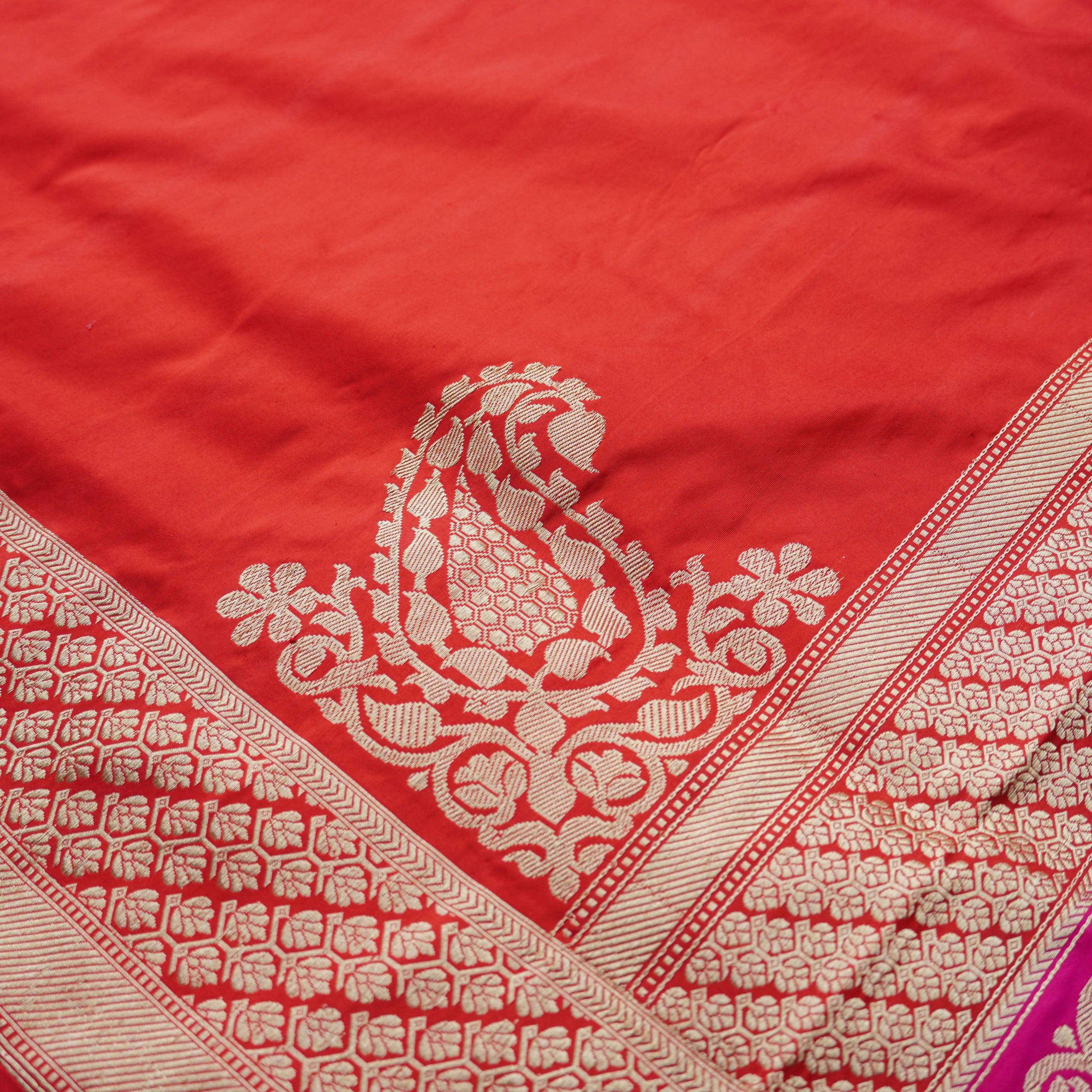 Handloom Banarasi Chauki Rangkat Silk Saree