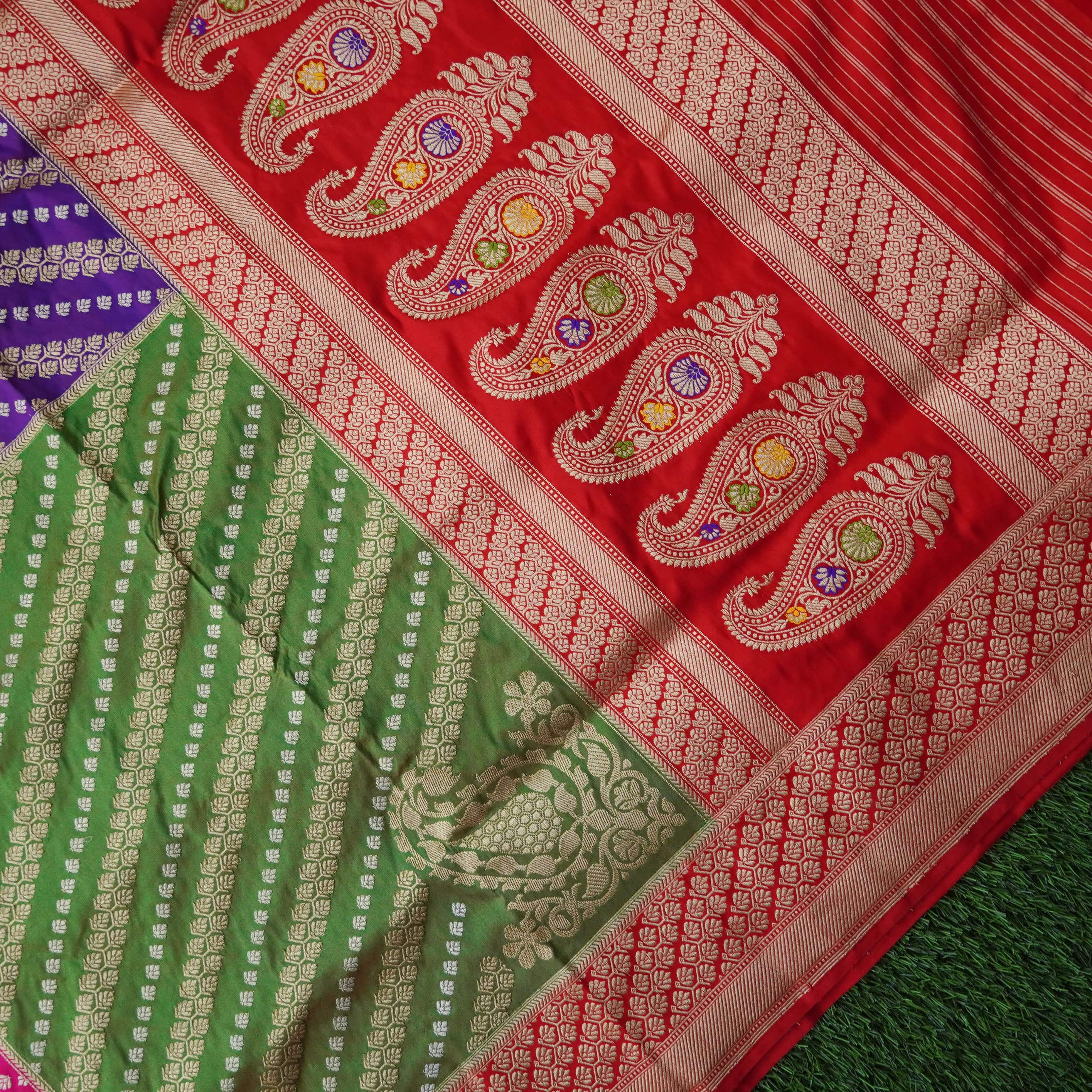 Handloom Banarasi Chauki Rangkat Silk Saree