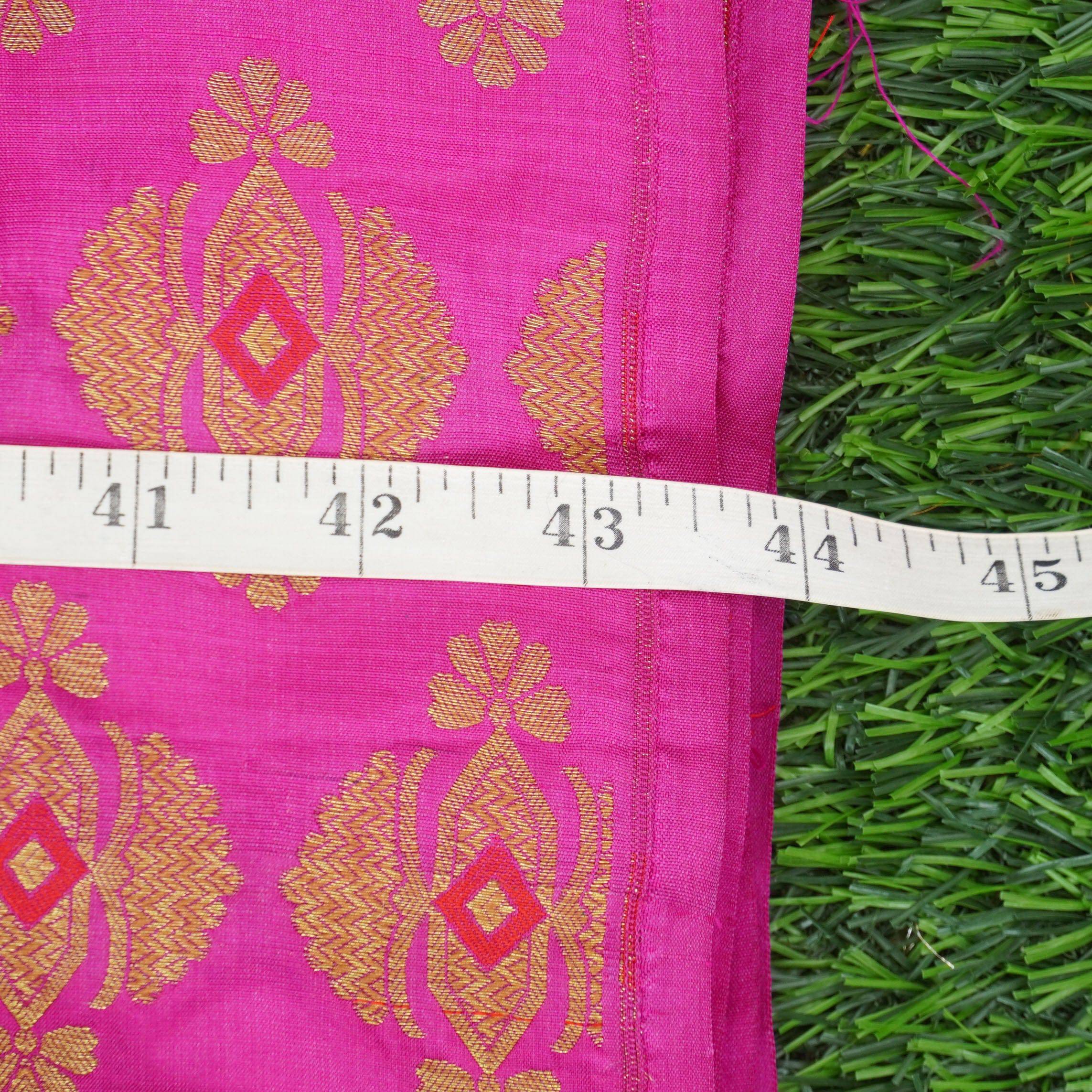 Handwoven Pure Katan Silk Pink Banarasi Blouse Fabric