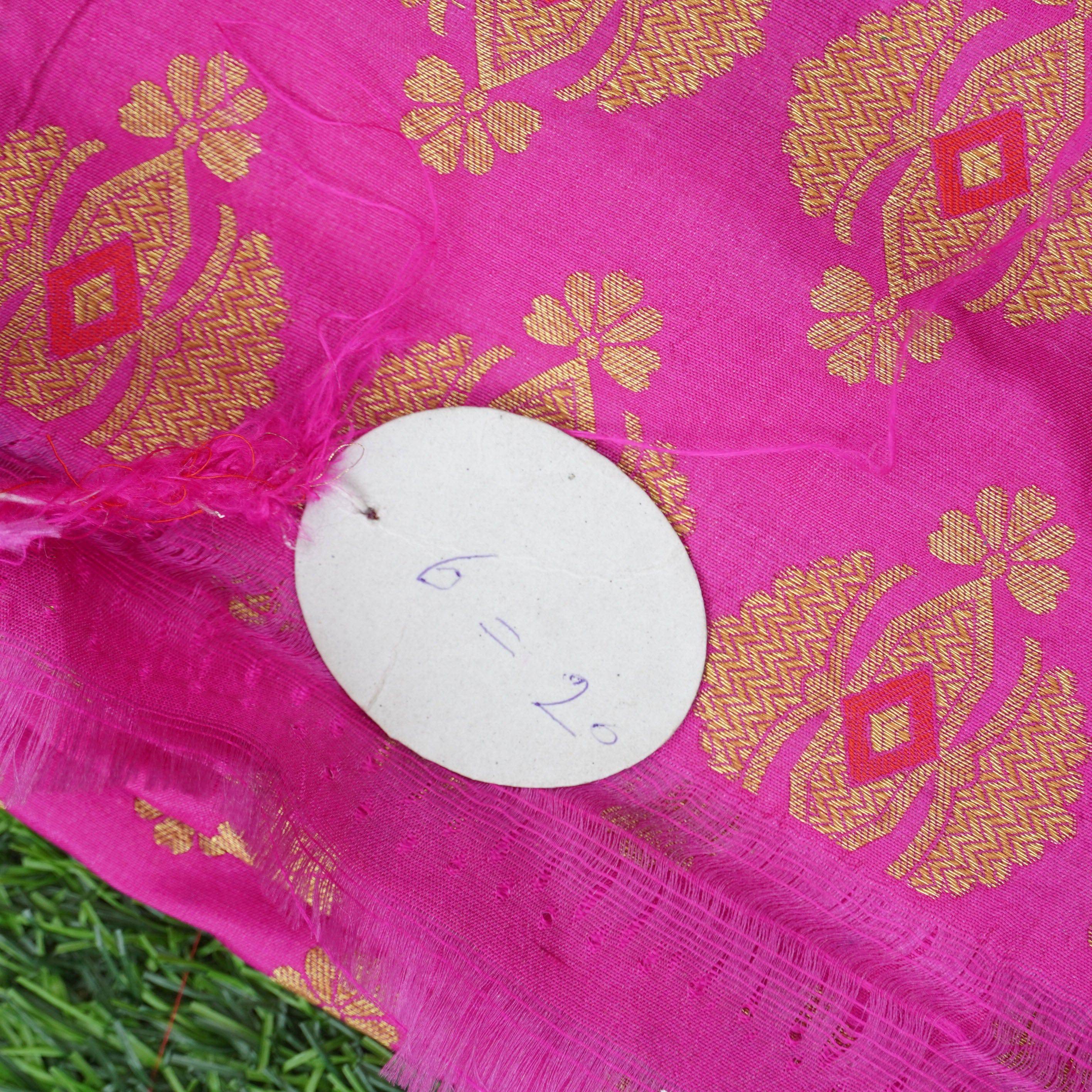 Handwoven Pure Katan Silk Pink Banarasi Blouse Fabric