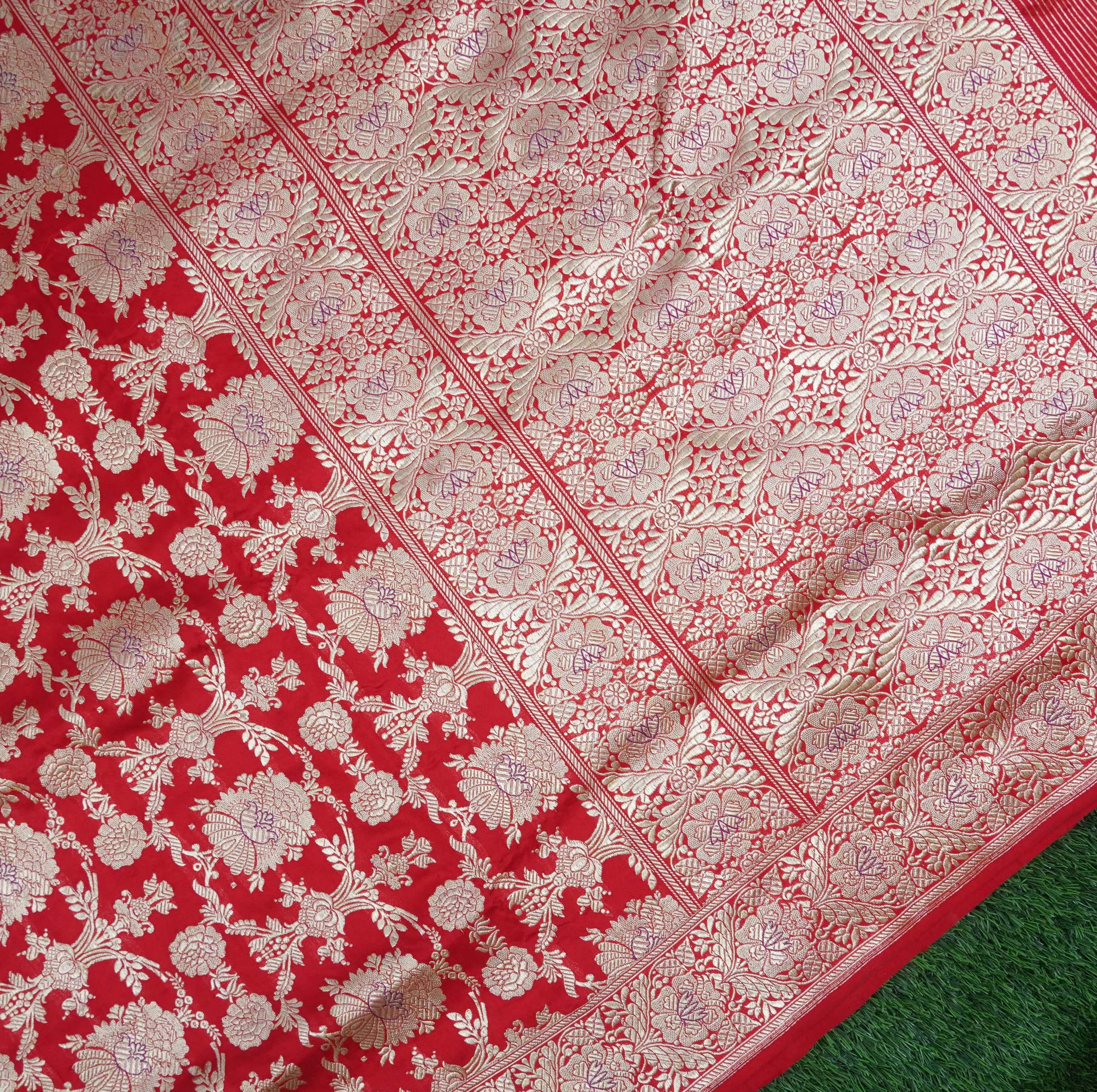 Handwoven Pure Katan Silk Red Banarasi Saree