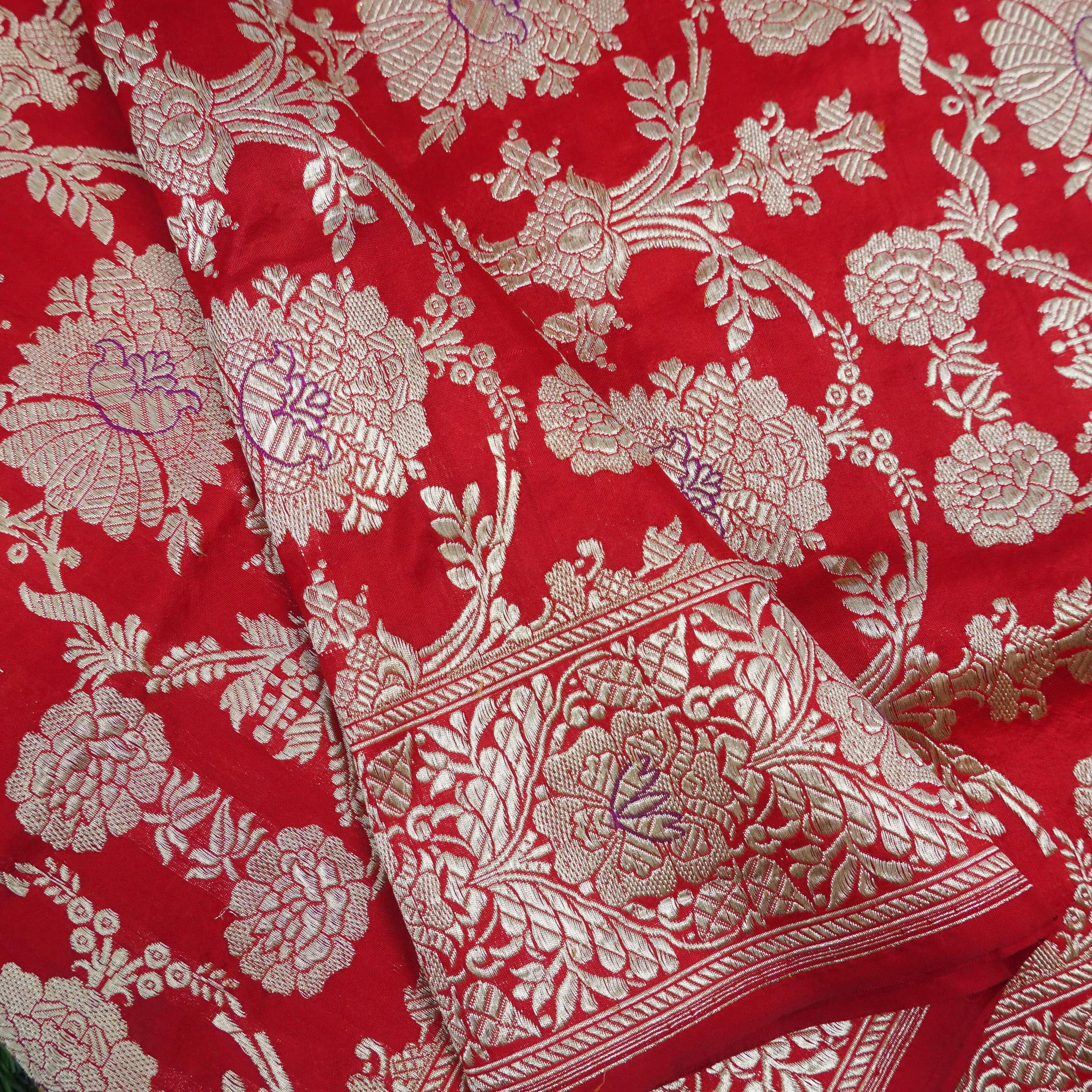 Handwoven Pure Katan Silk Red Banarasi Saree