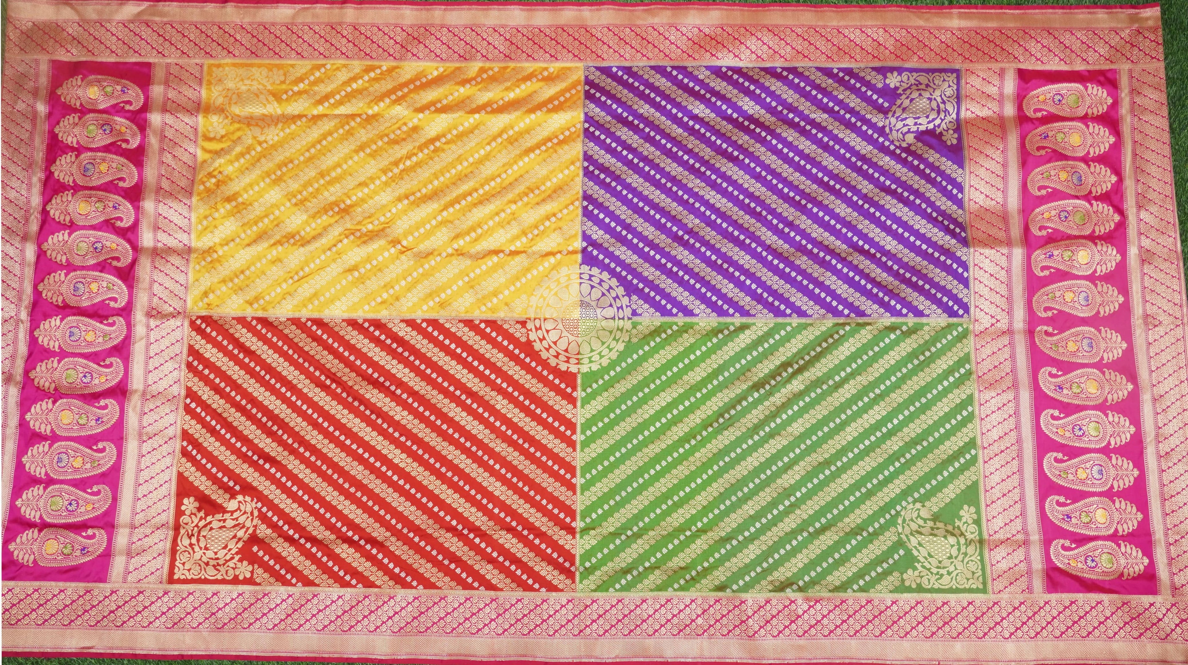 Handloom Banarasi Rangkat Silk Chauki Dupatta