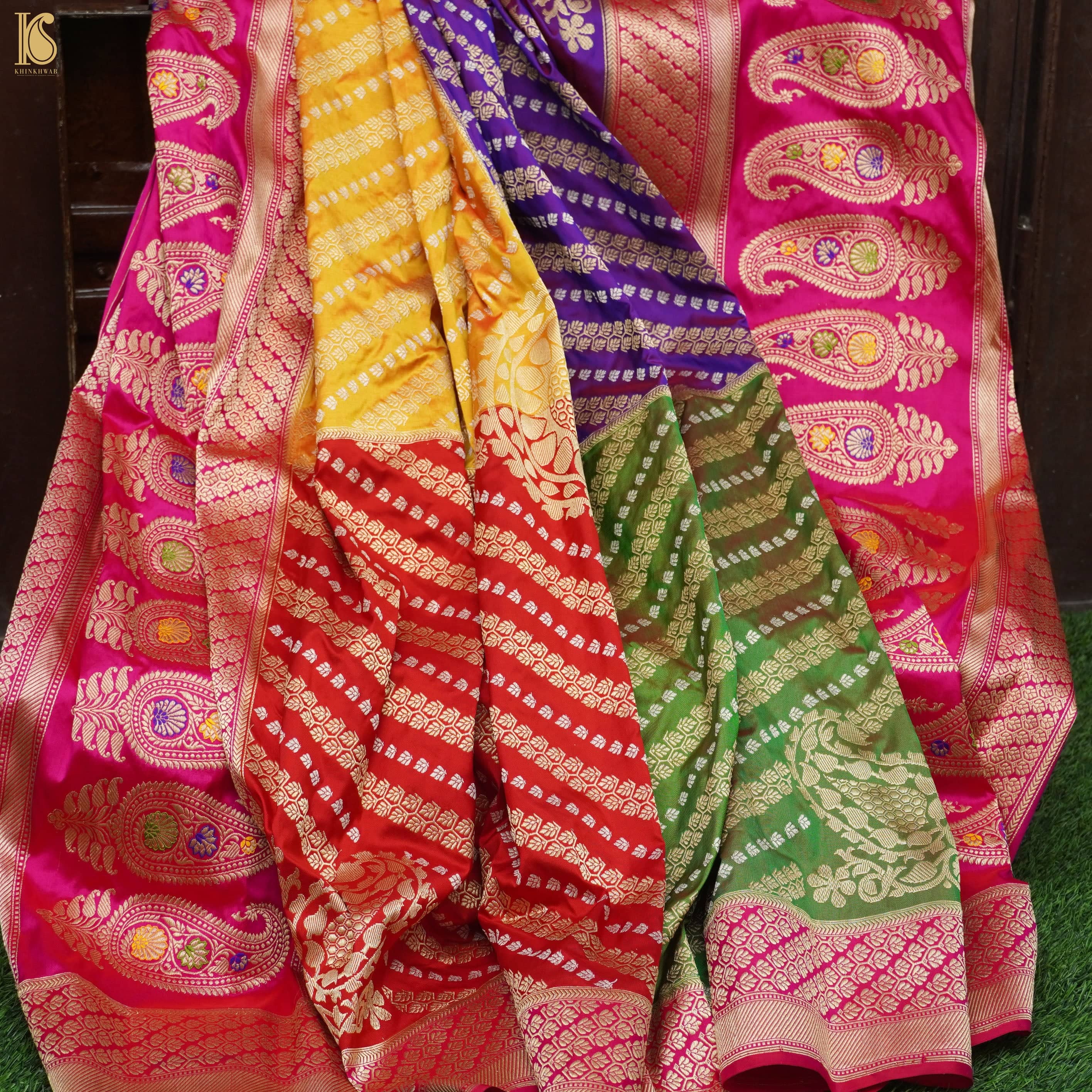 Handloom Banarasi Rangkat Silk Chauki Dupatta