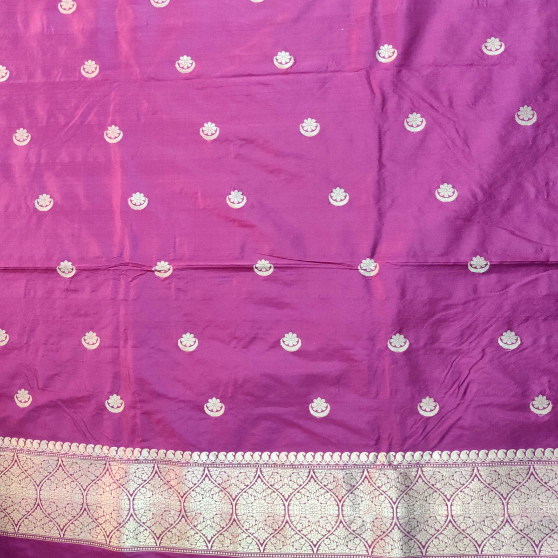 Magenta Pure Silk Handloom Banarasi 3 pcs Ensemble - Khinkhwab