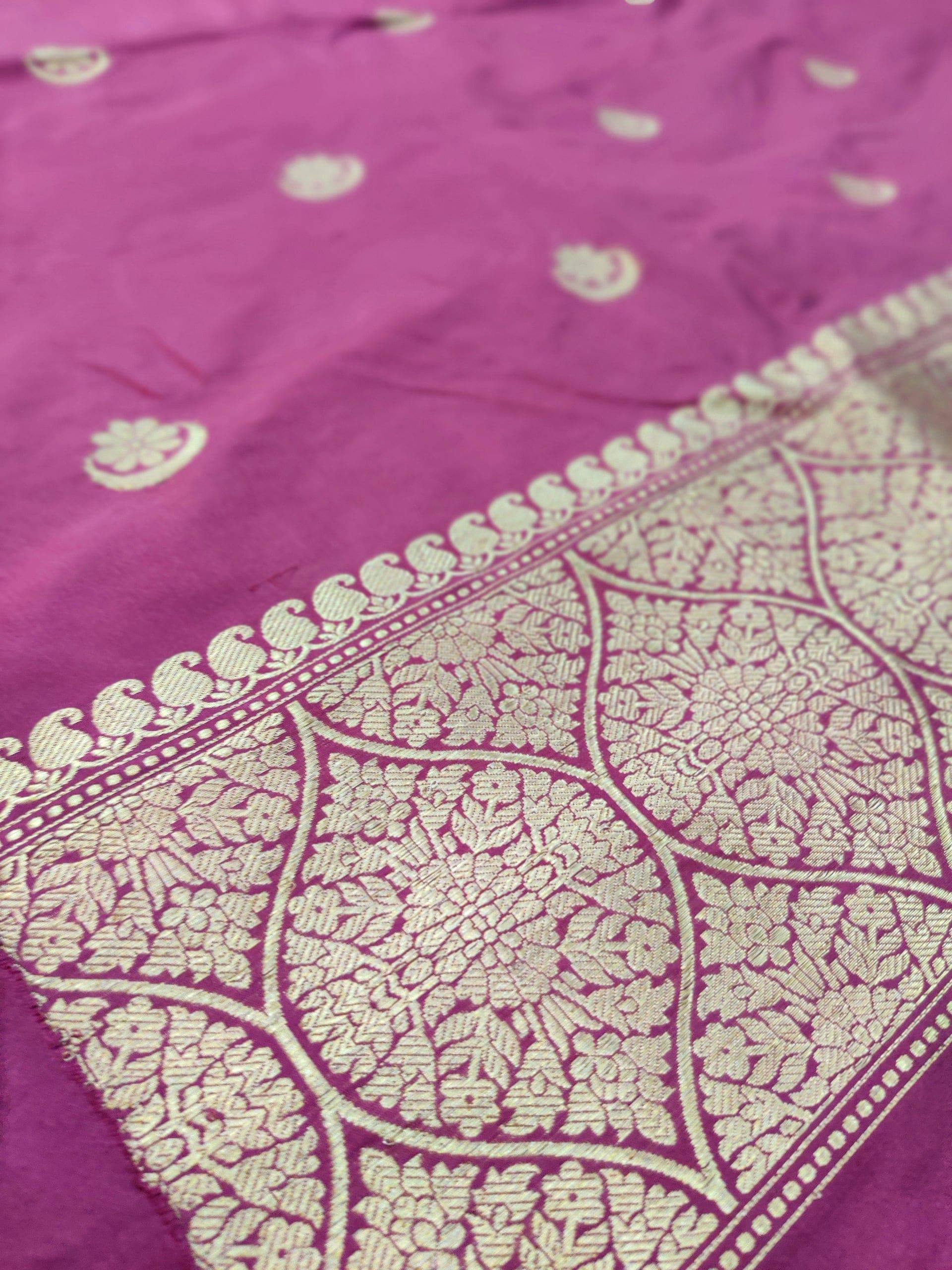 Magenta Pure Silk Handloom Banarasi 3 pcs Ensemble - Khinkhwab