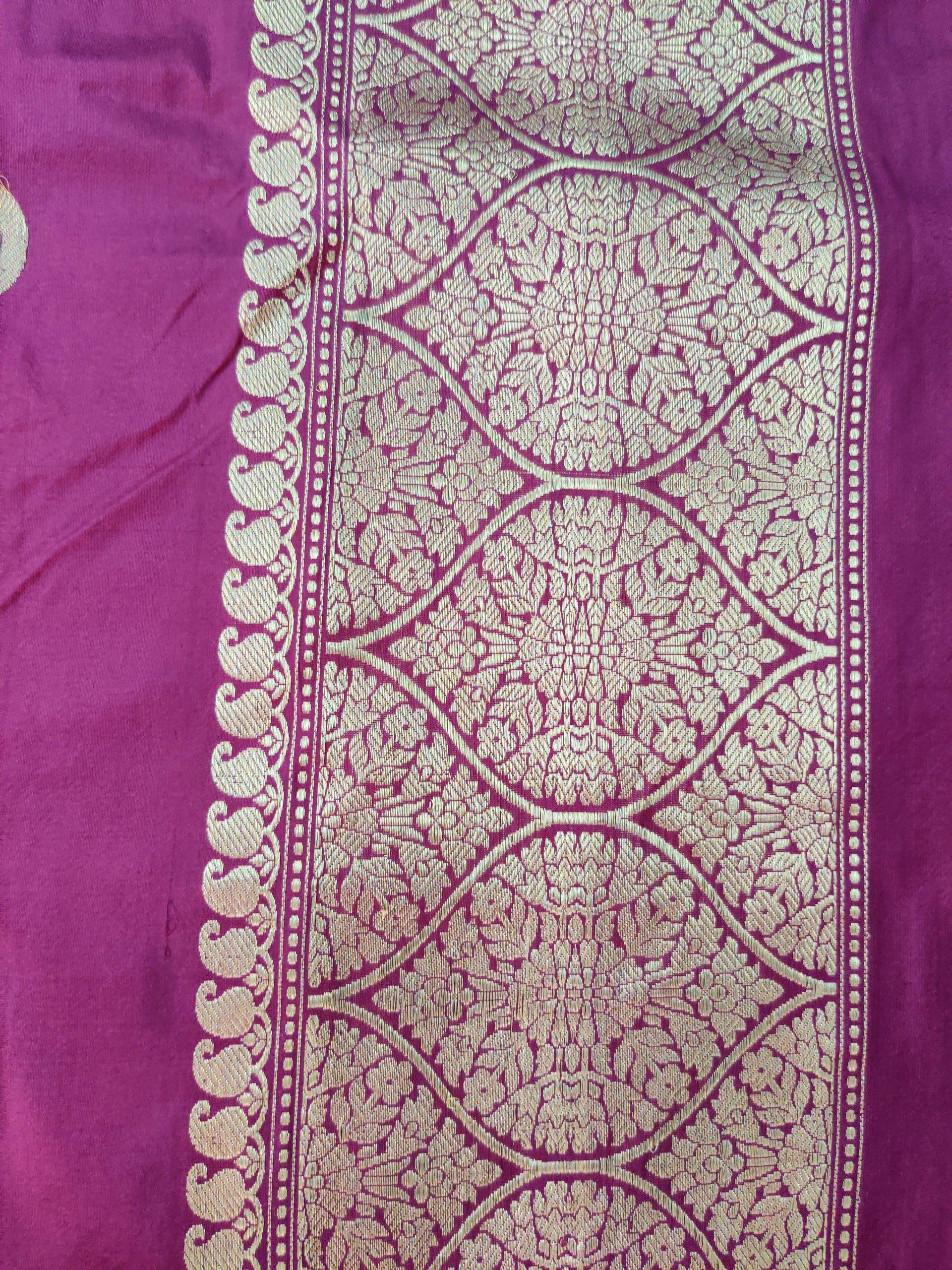 Magenta Pure Silk Handloom Banarasi 3 pcs Ensemble - Khinkhwab
