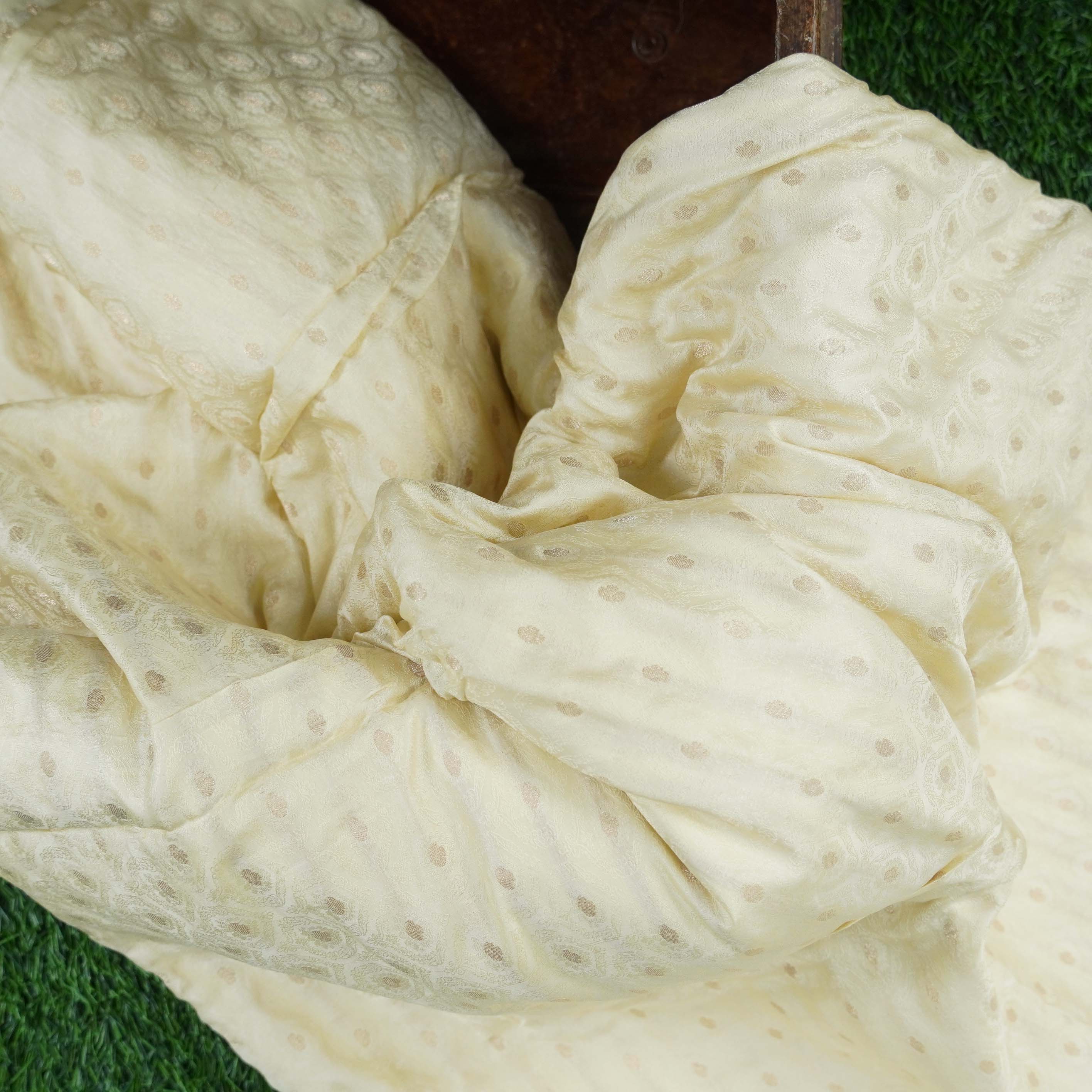 Handloom Banarasi Tanchoi Silk Jasmine Fabric