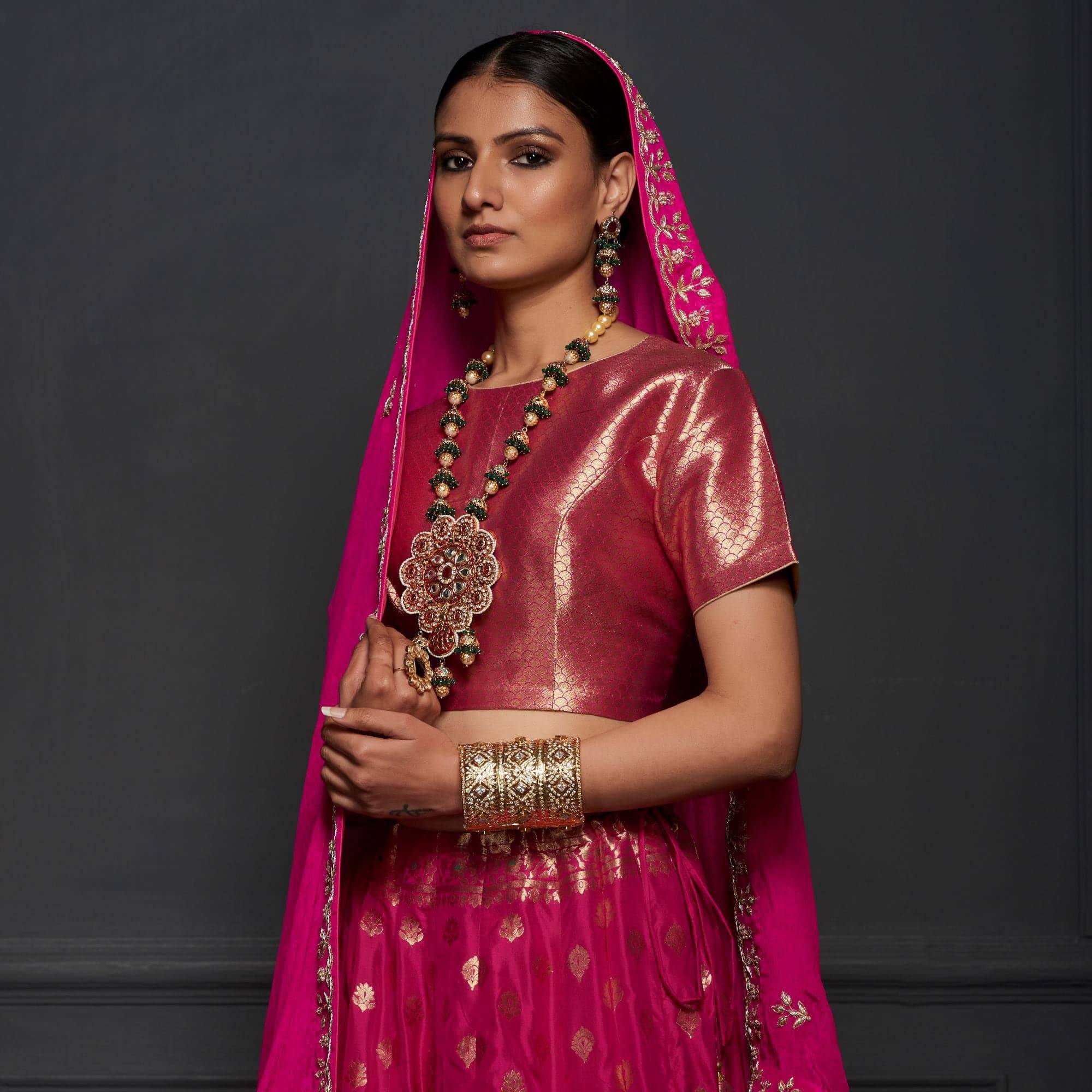Handloom Banarasi Katan Silk Kalidar Lehenga