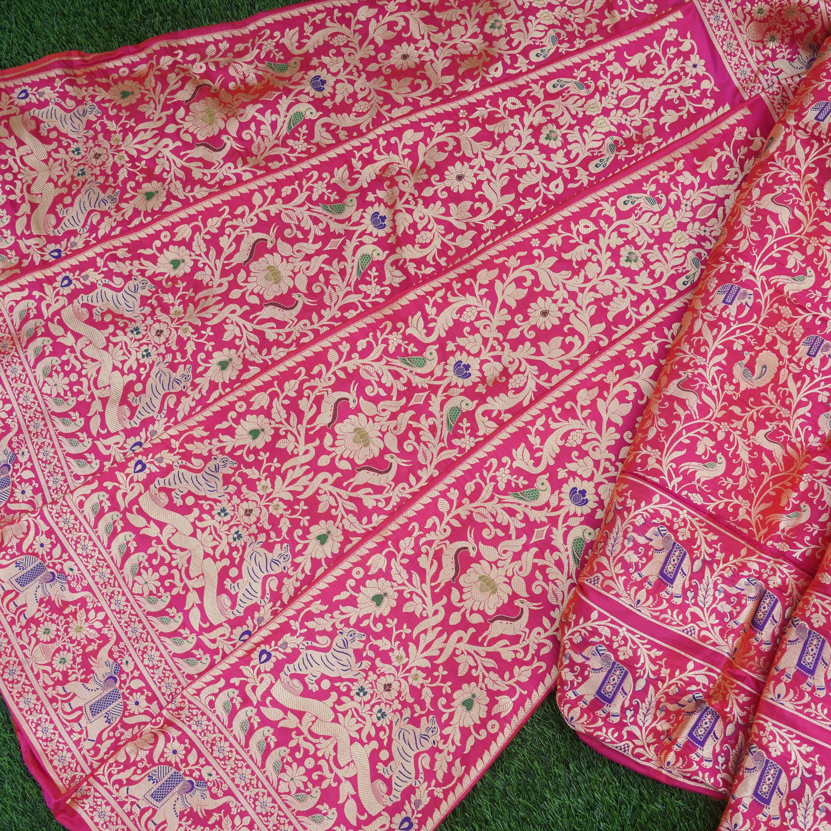 Handloom Banarasi Katan Silk Kalidar Vanrajni Lehenga