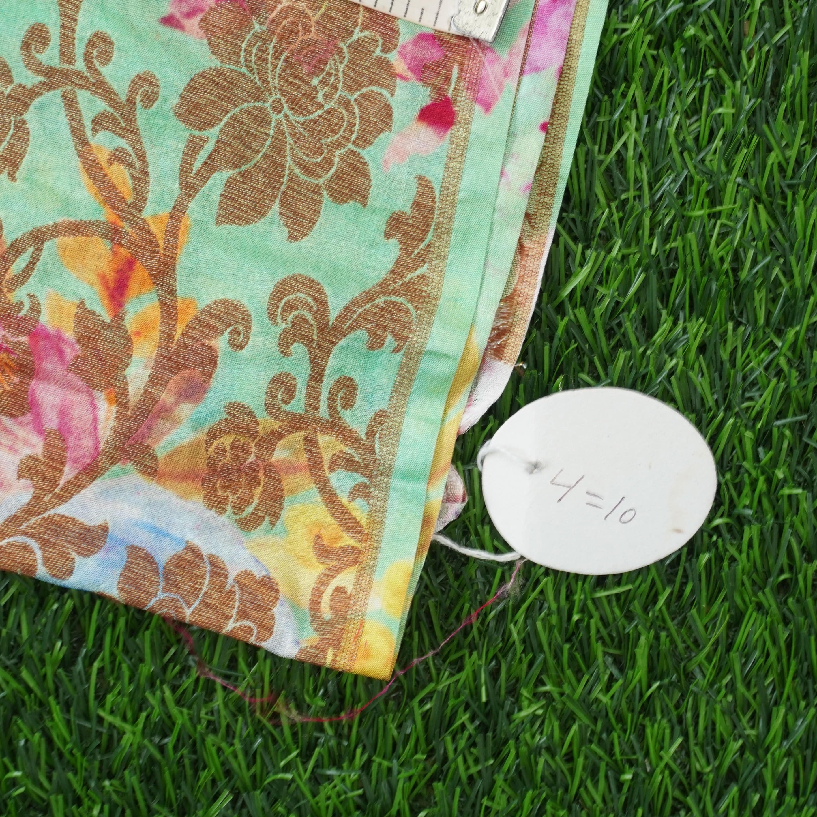 Pure Cotton Silk Banarasi Check Print Fabric