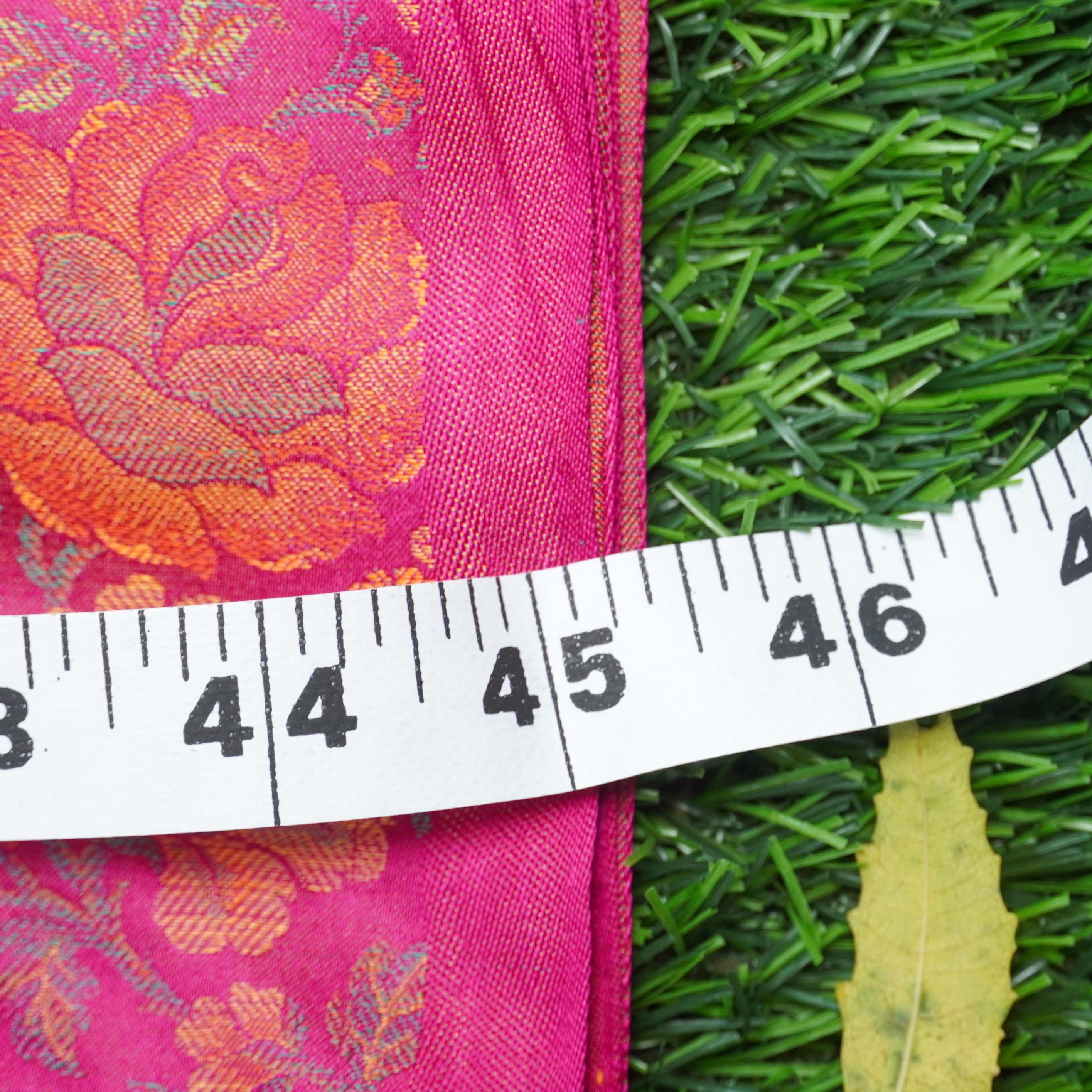 Handloom Banarasi Tanchoi Silk Rose Fabric