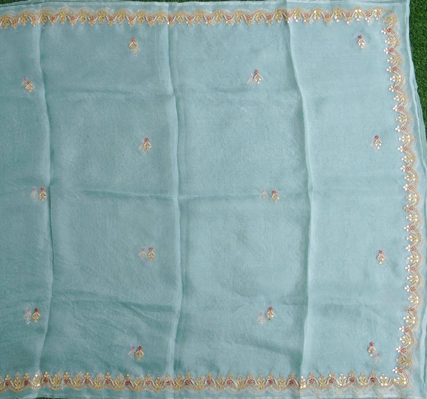 Organza Silk Dupatta with Embroidery