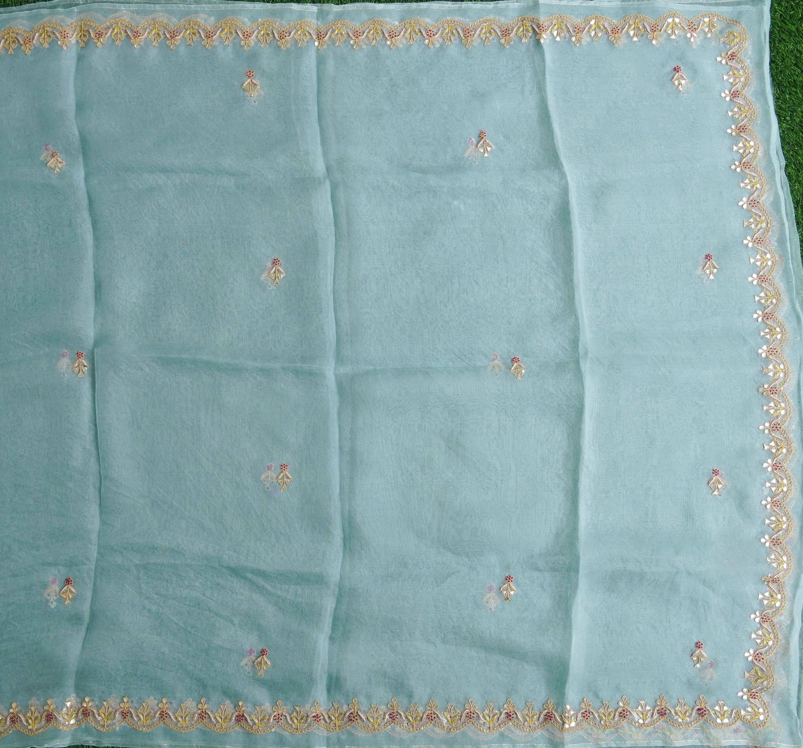 Organza Silk Dupatta with Embroidery