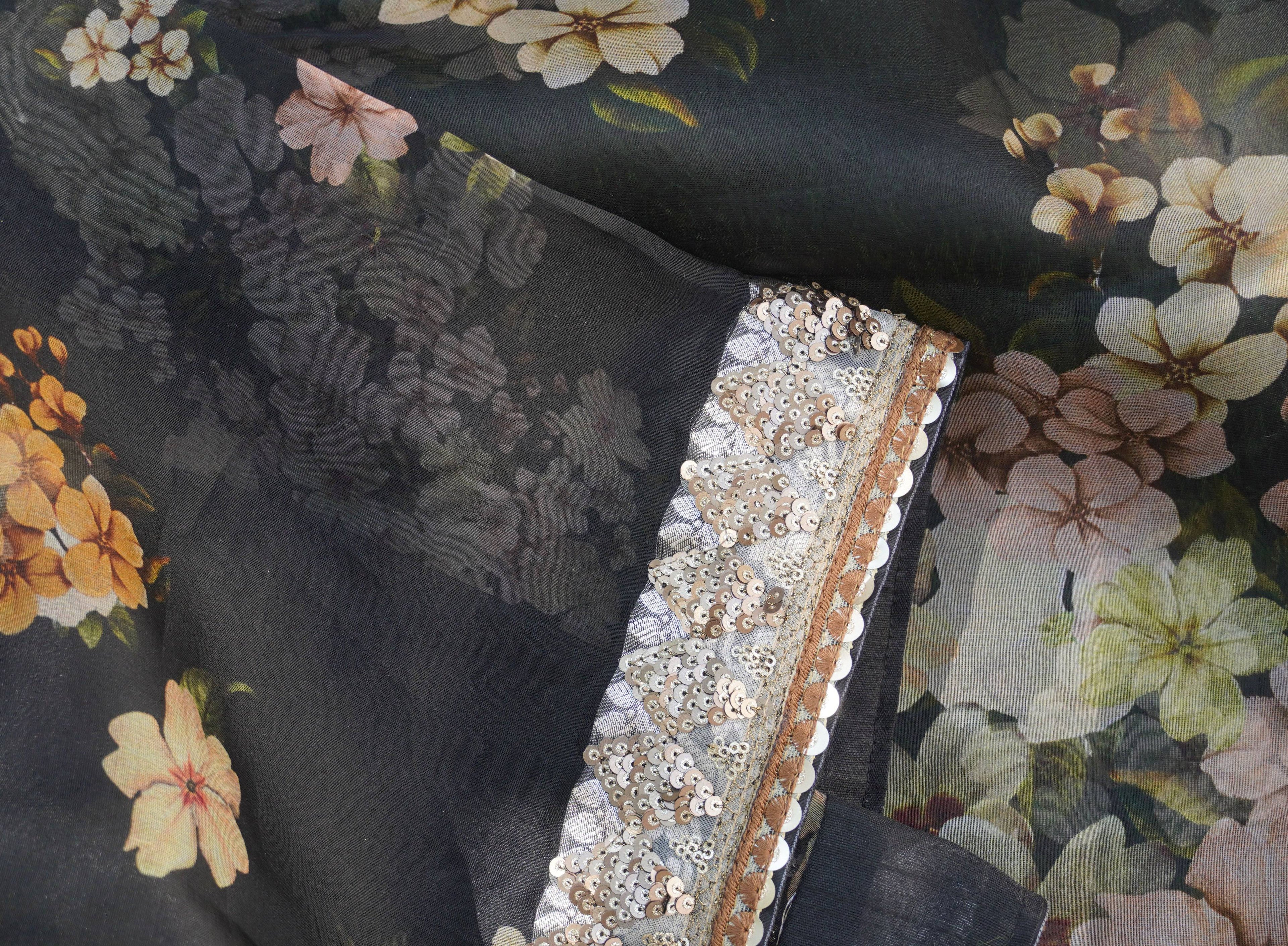 Organza Silk Floral Stitched Lehenga Set
