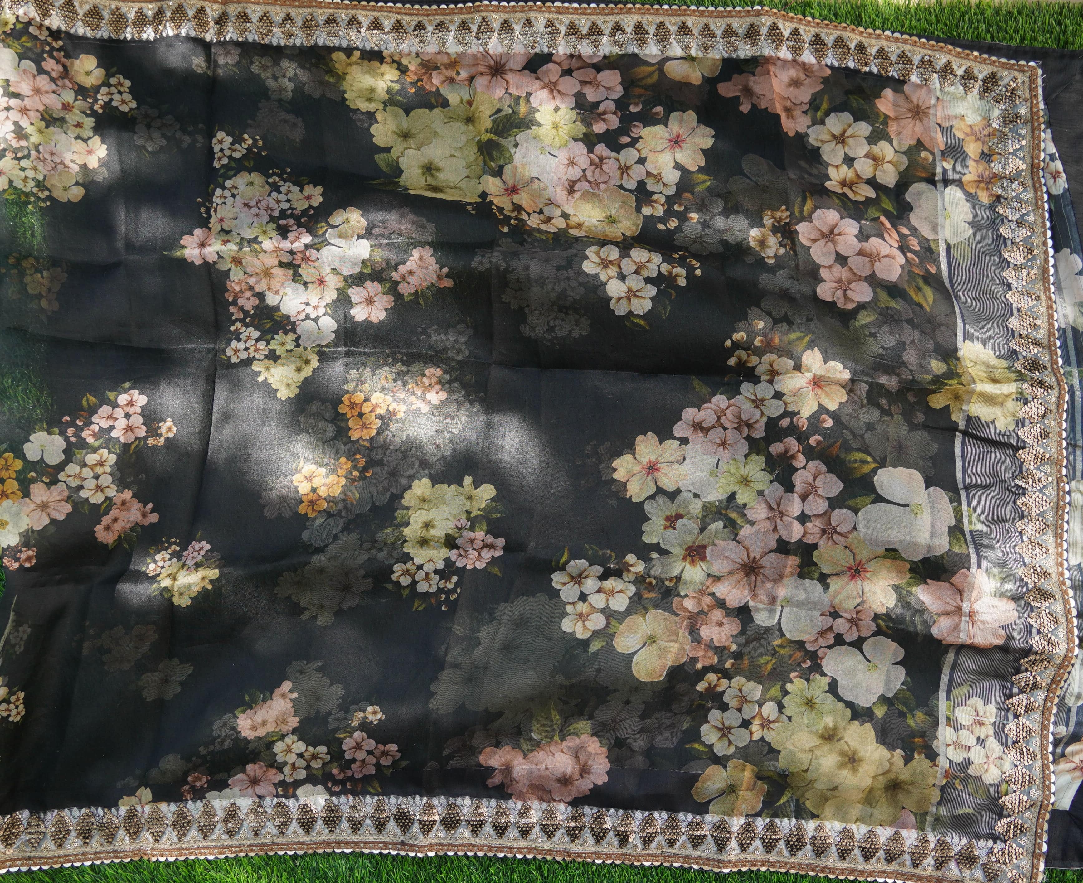 Organza Silk Floral Stitched Lehenga Set