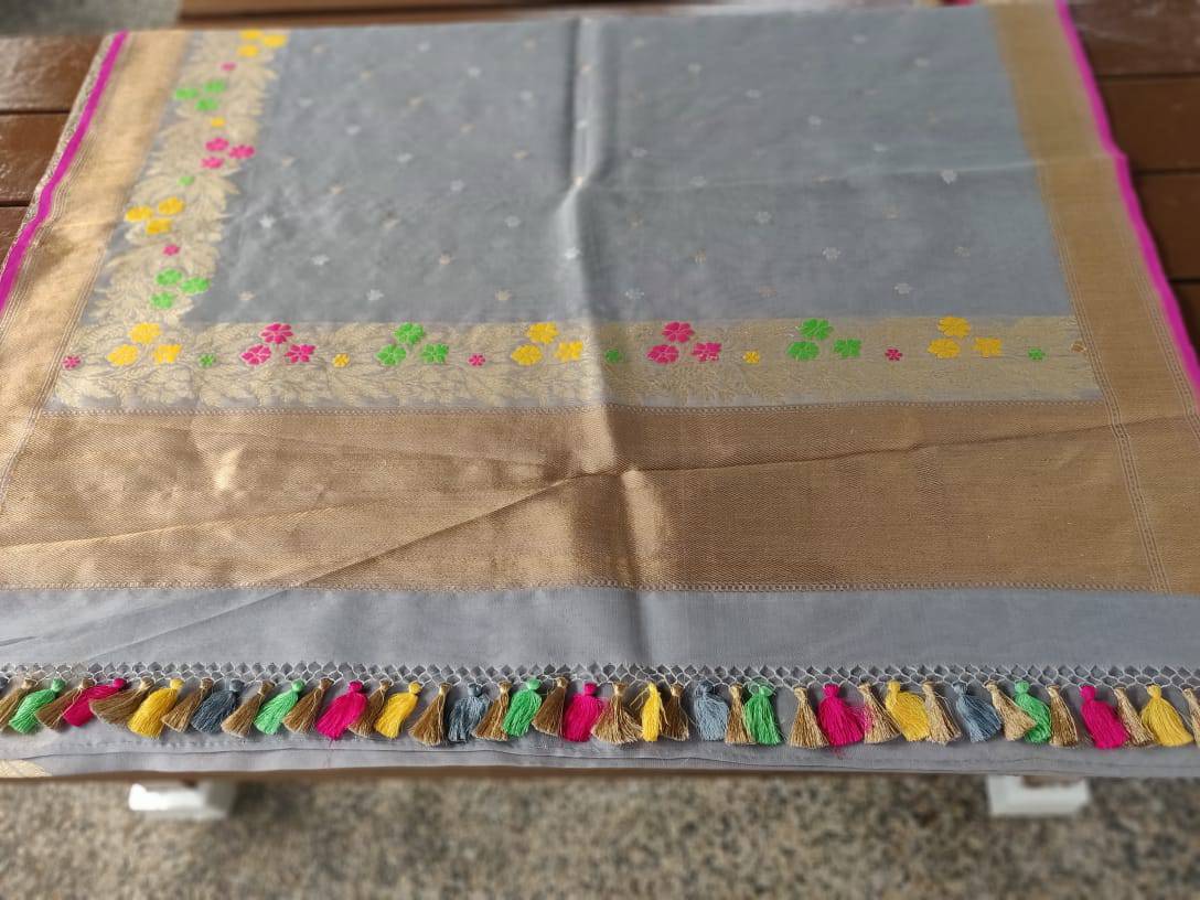 Handloom Banarasi Kora Silk Saree with Meenakari - Khinkhwab