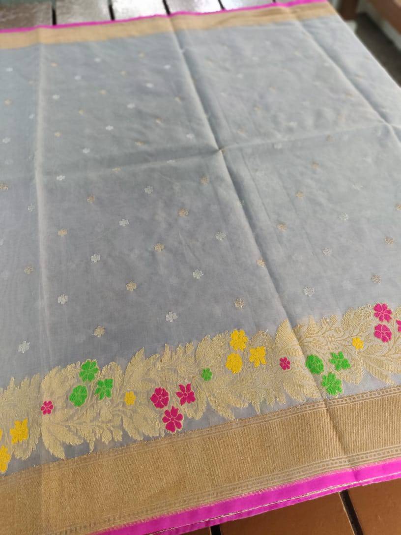 Handloom Banarasi Kora Silk Saree with Meenakari - Khinkhwab