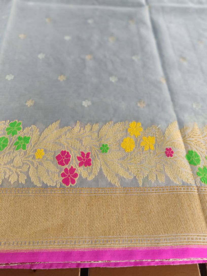 Handloom Banarasi Kora Silk Saree with Meenakari - Khinkhwab