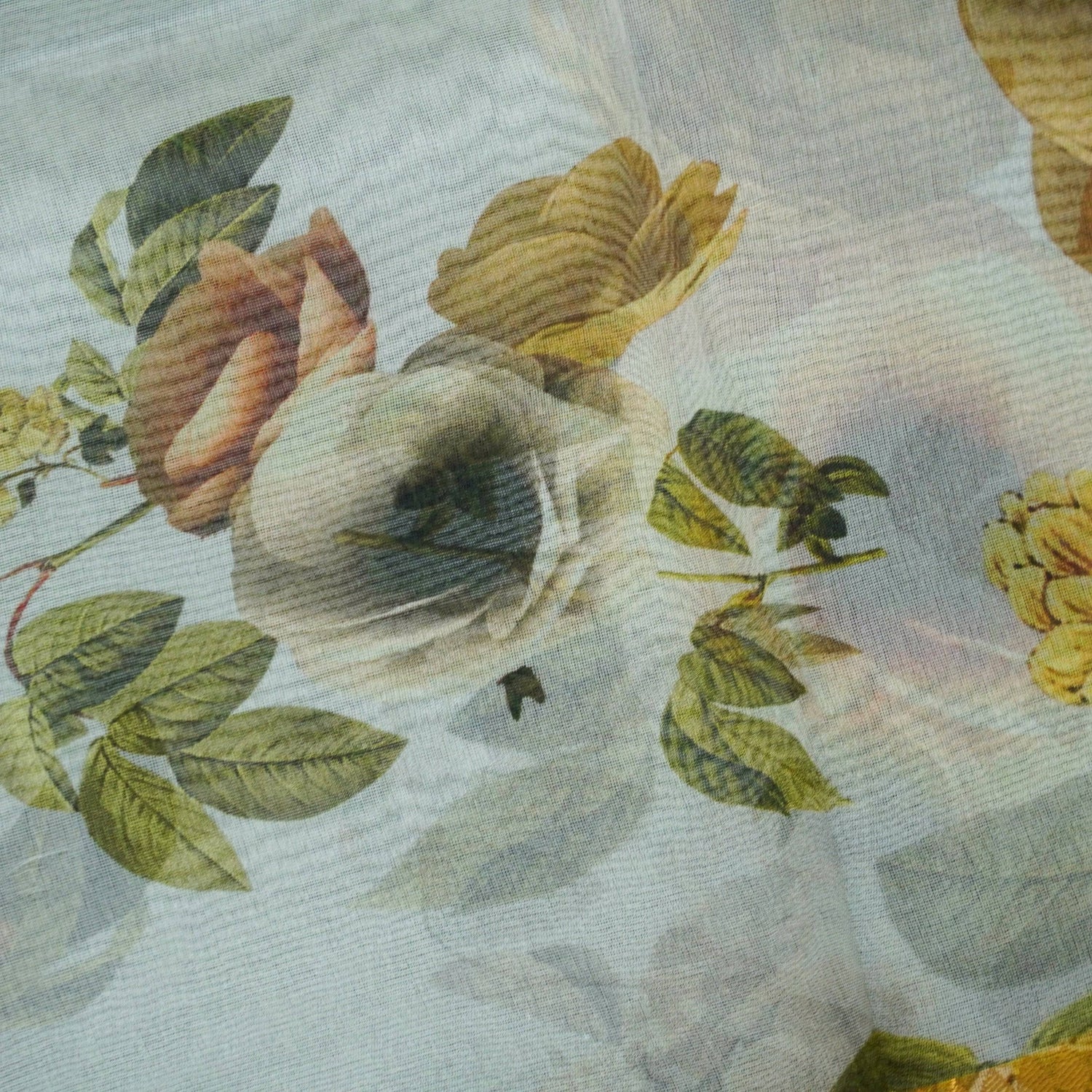 Organza Floral Printed Dupatta with Banarasi Border