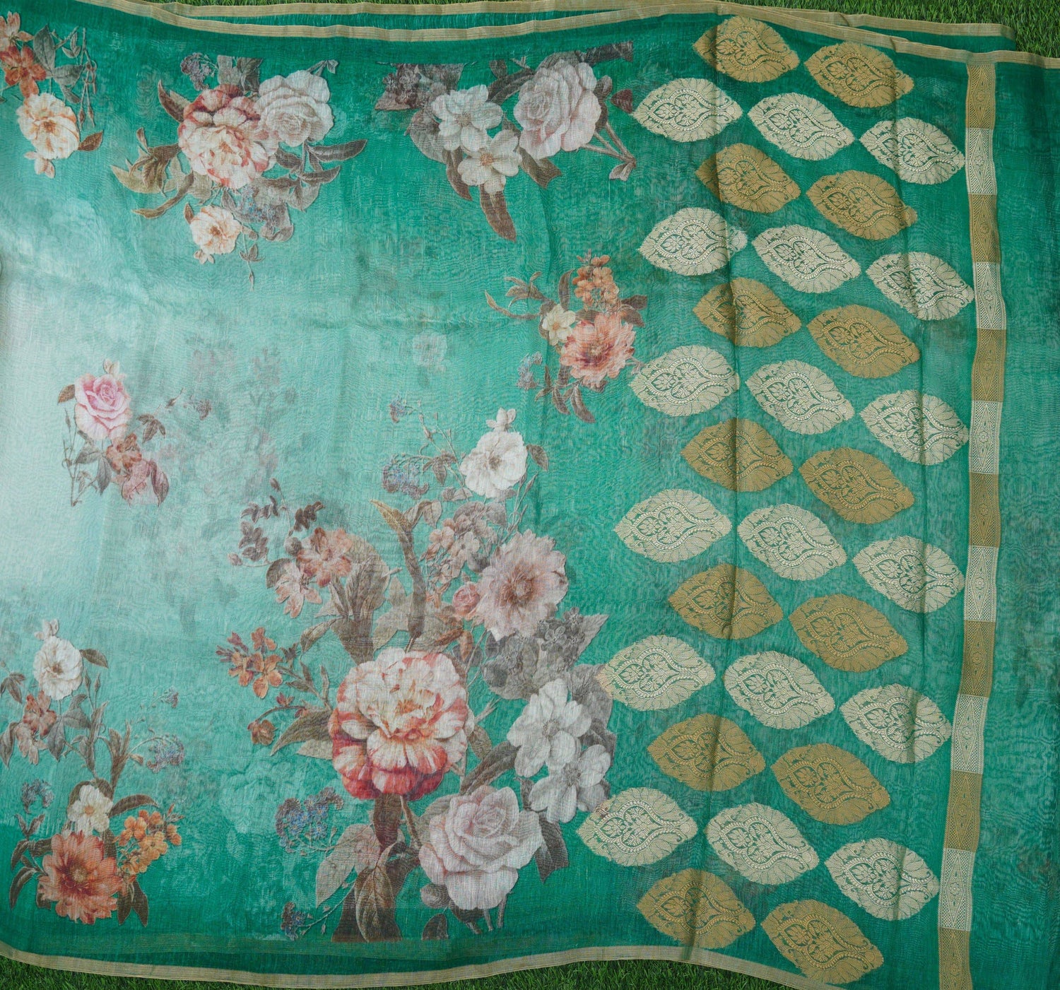 Linen Banarasi Printed Saree