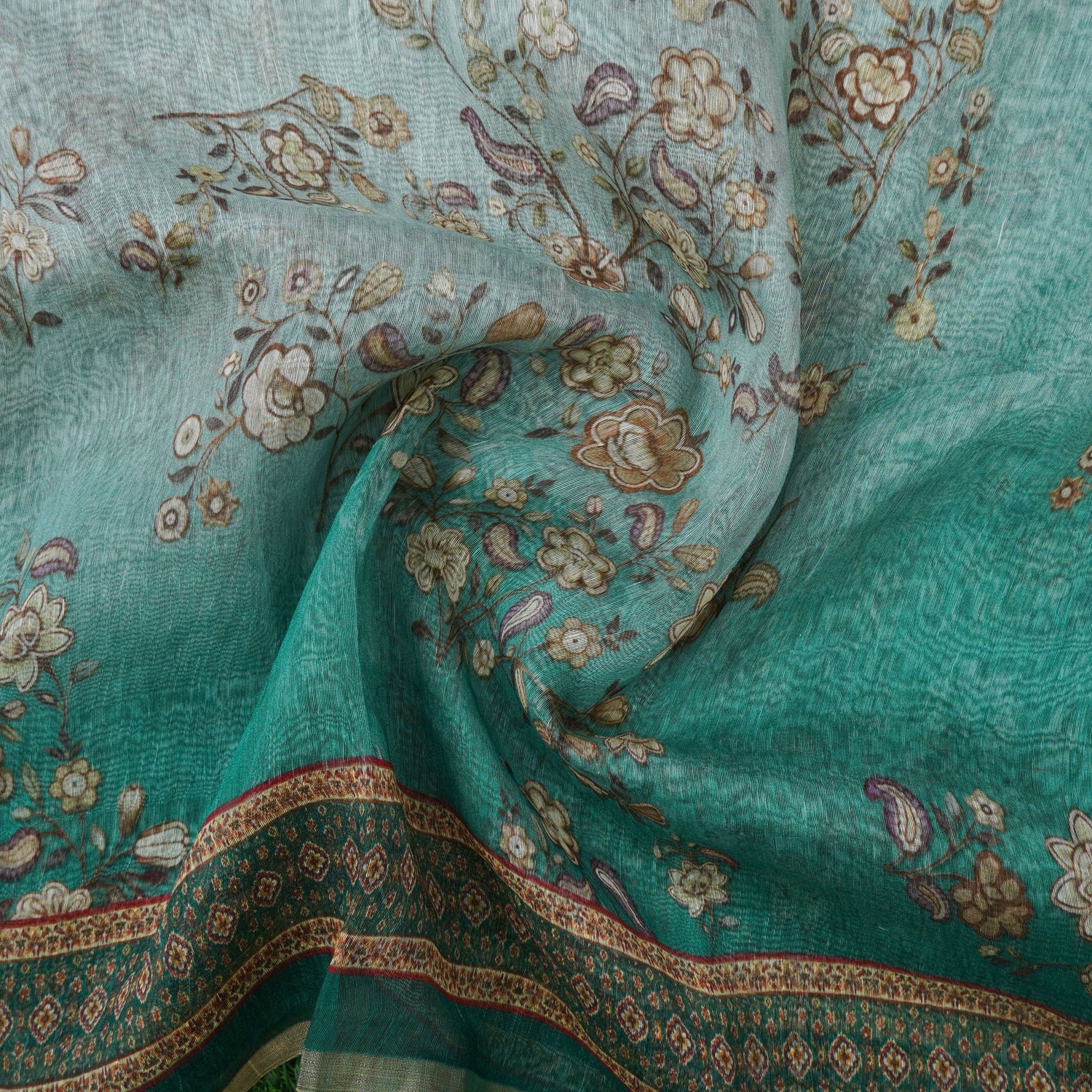 Linen Banarasi Printed Saree