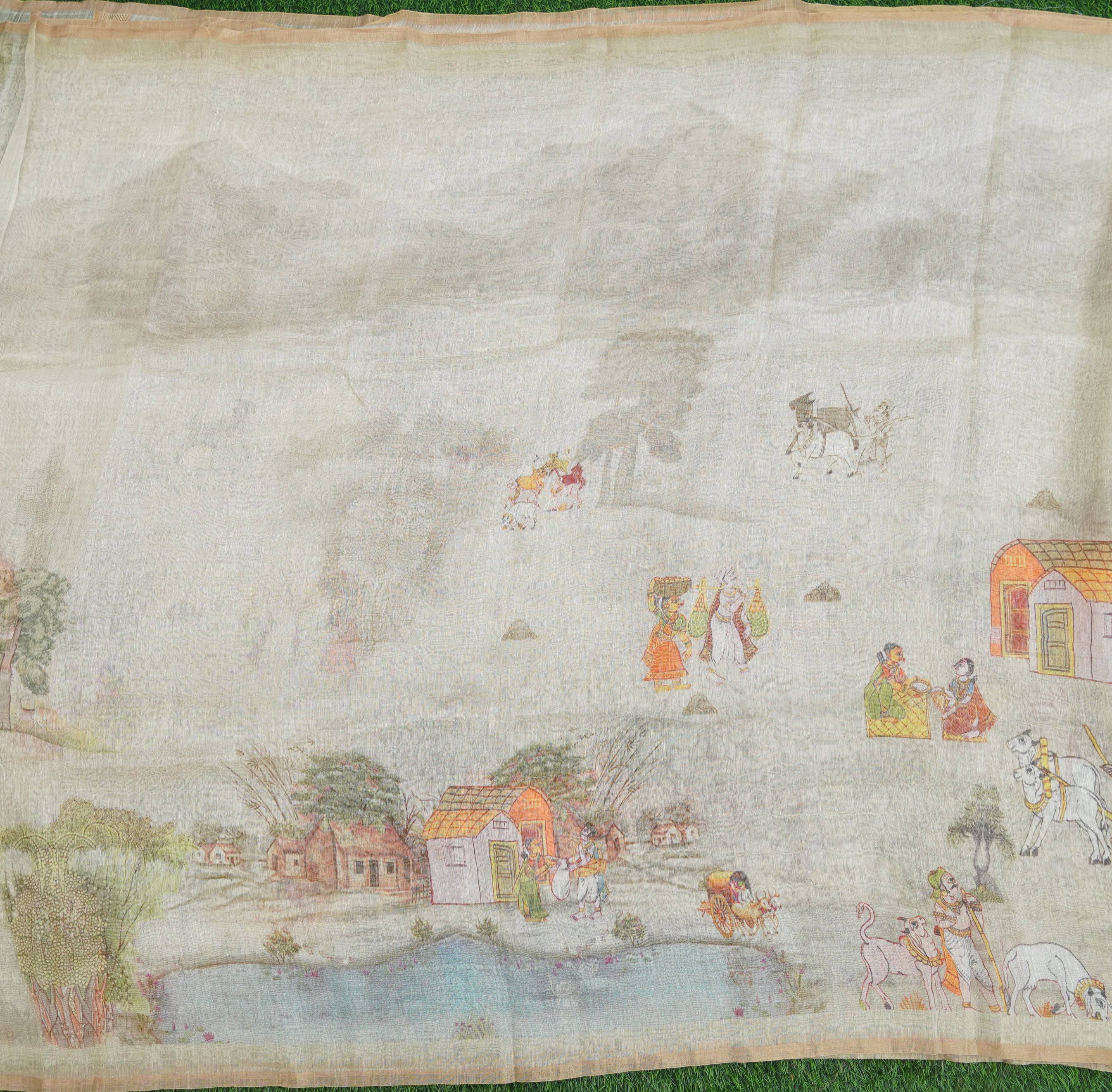 Linen Banarasi Printed Saree