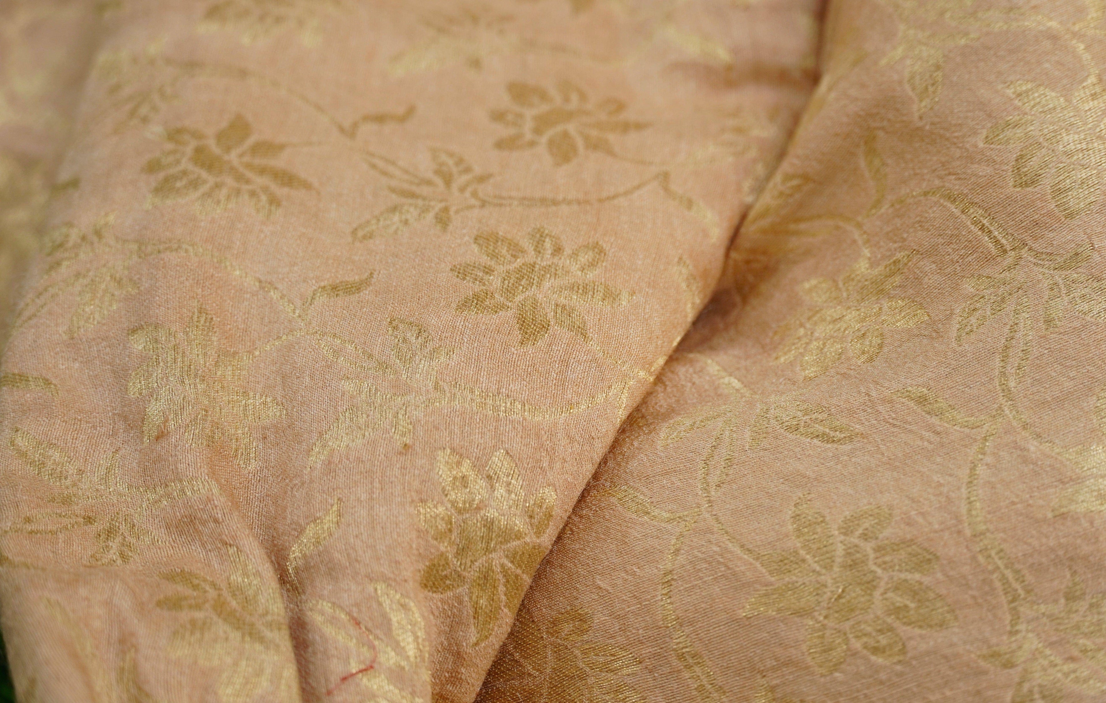 Beige Pure Moonga Silk Handloom Banarasi Dupatta