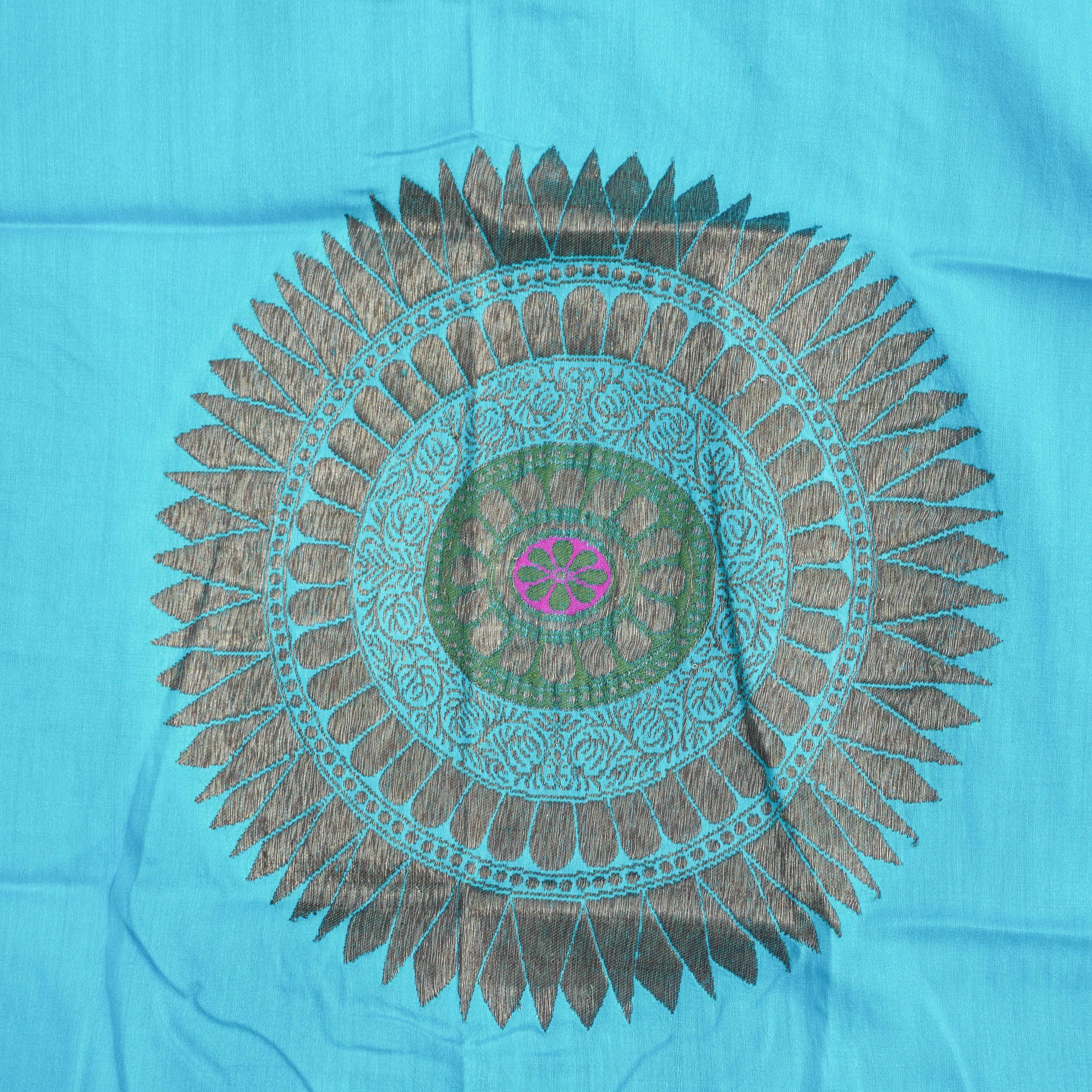 Blue Pure Moonga Silk Handloom Banarasi Dupatta