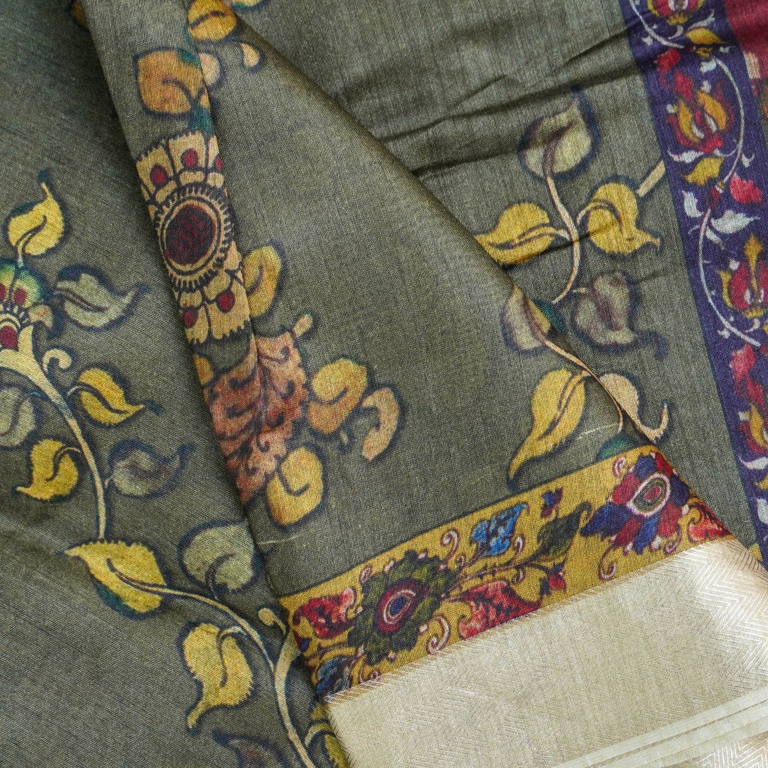 Moonga Tussar Silk Print Saree
