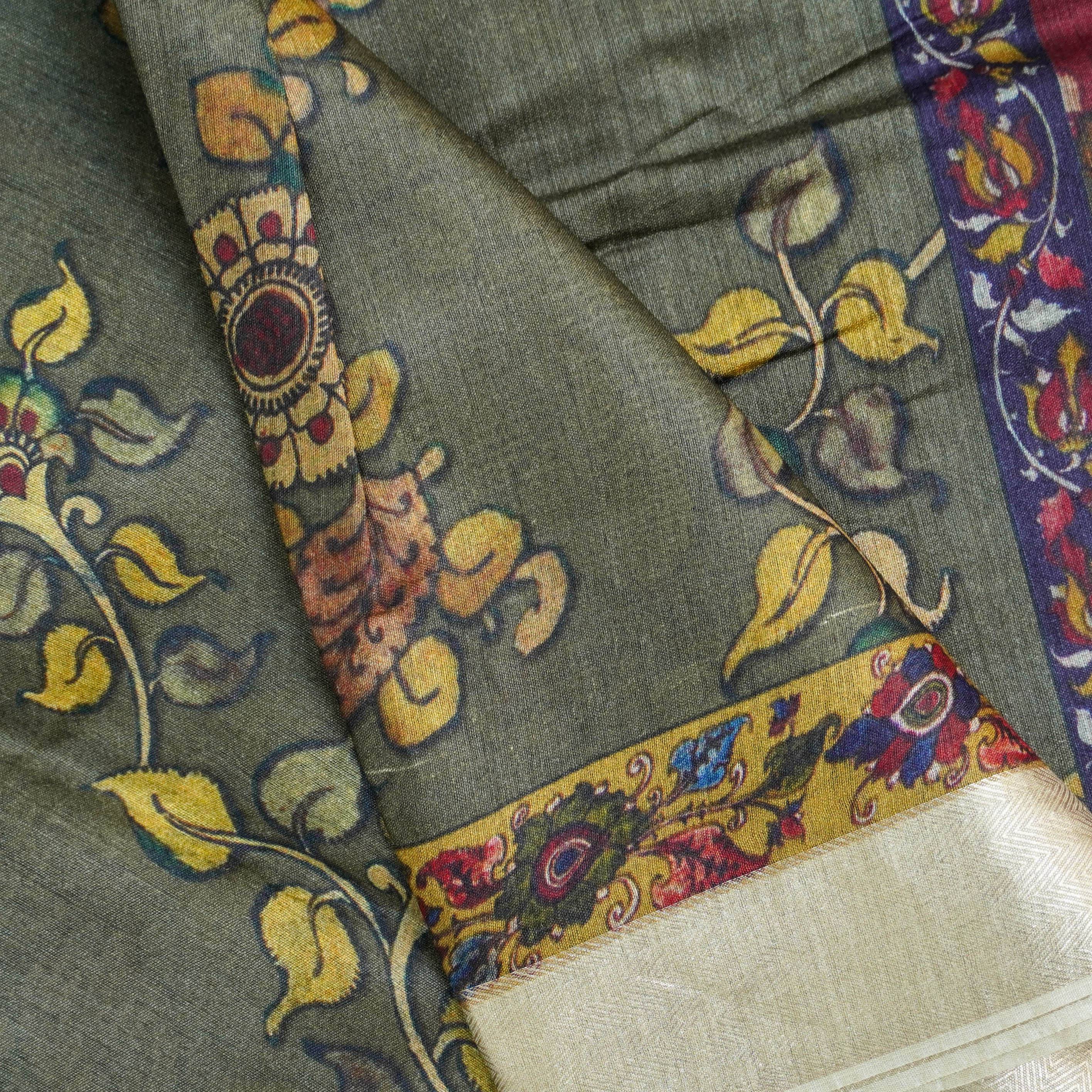 Moonga Tussar Silk Print Saree