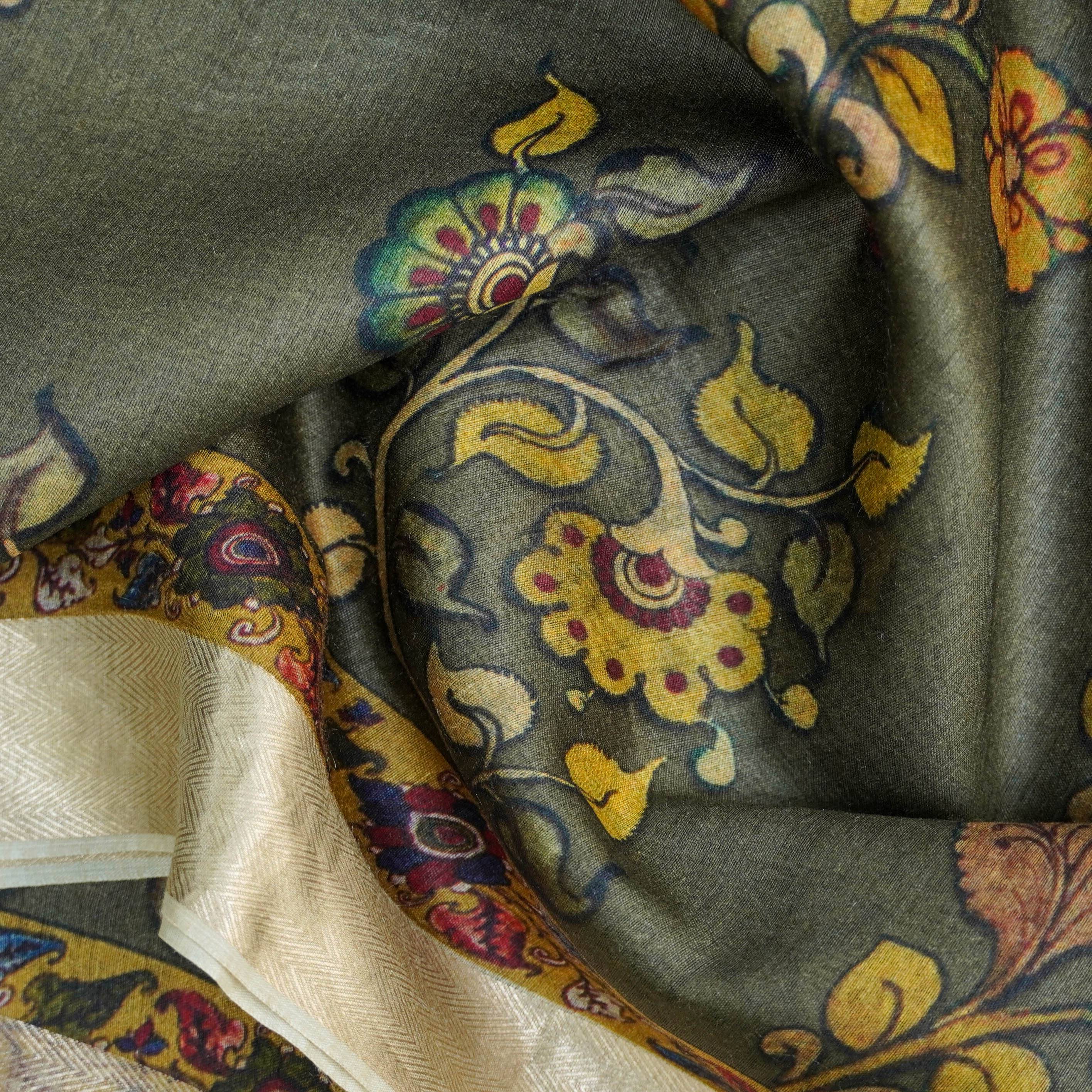 Moonga Tussar Silk Print Saree