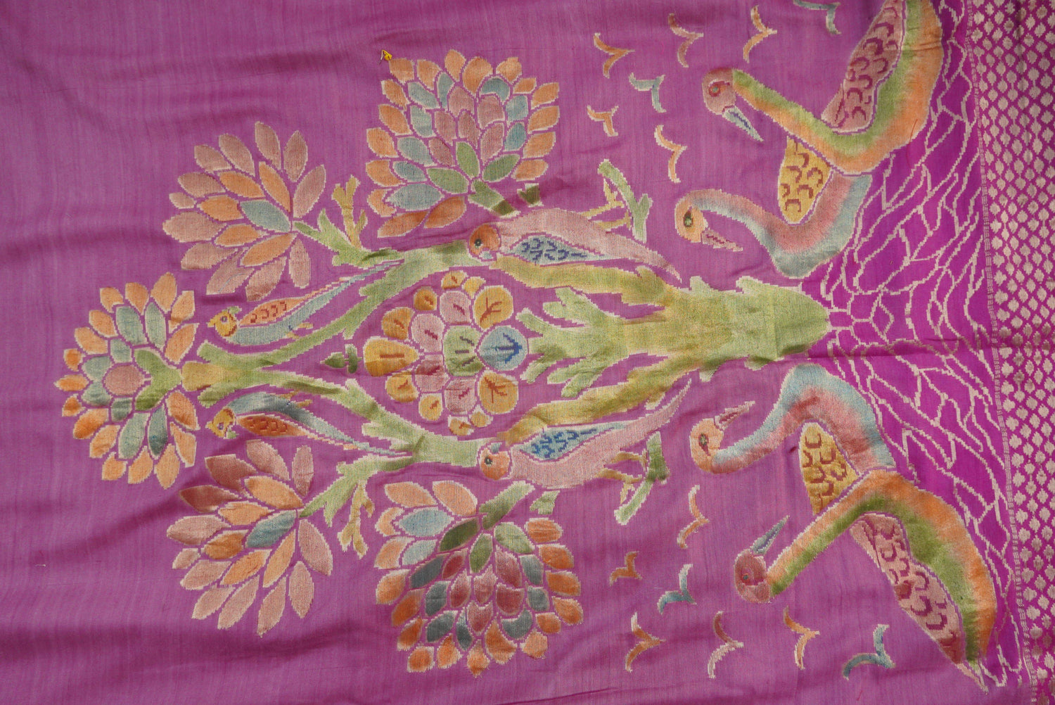 Handloom Banarasi Purple Moonga Silk Hand Brush Saree
