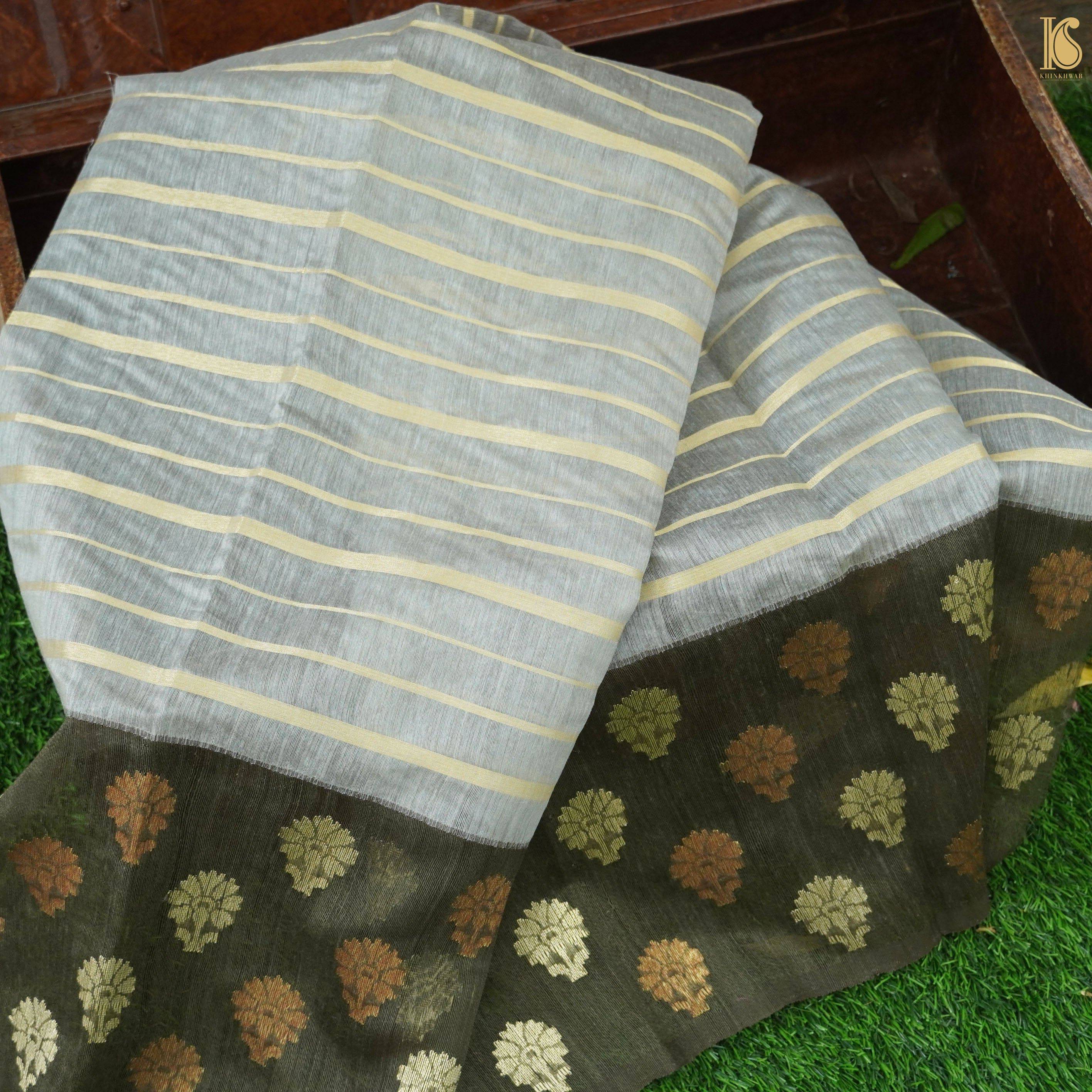 Moonga Silk Handloom Banarasi Fabric with Border