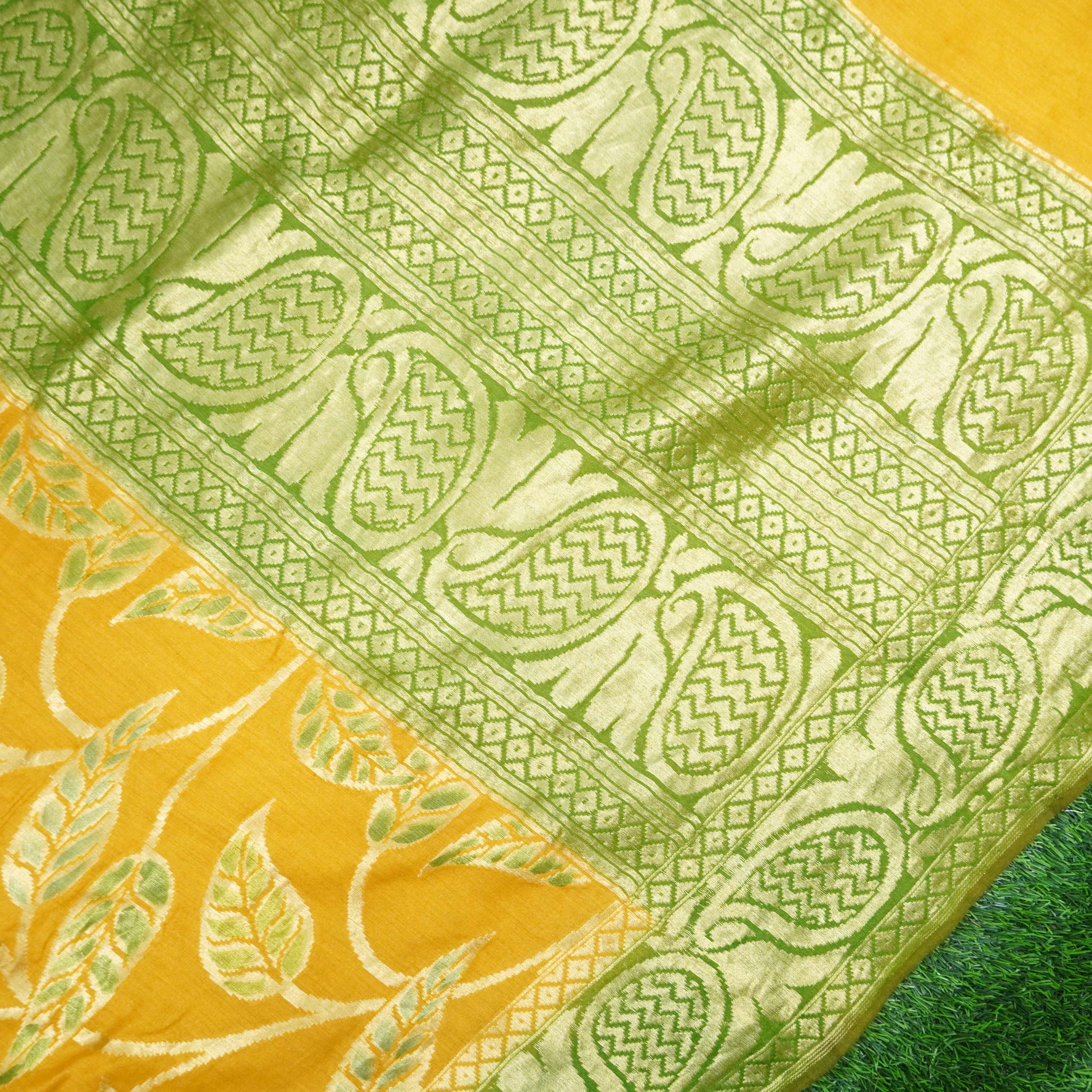 Moonga Silk Handloom Banarasi Hand Brush Saree