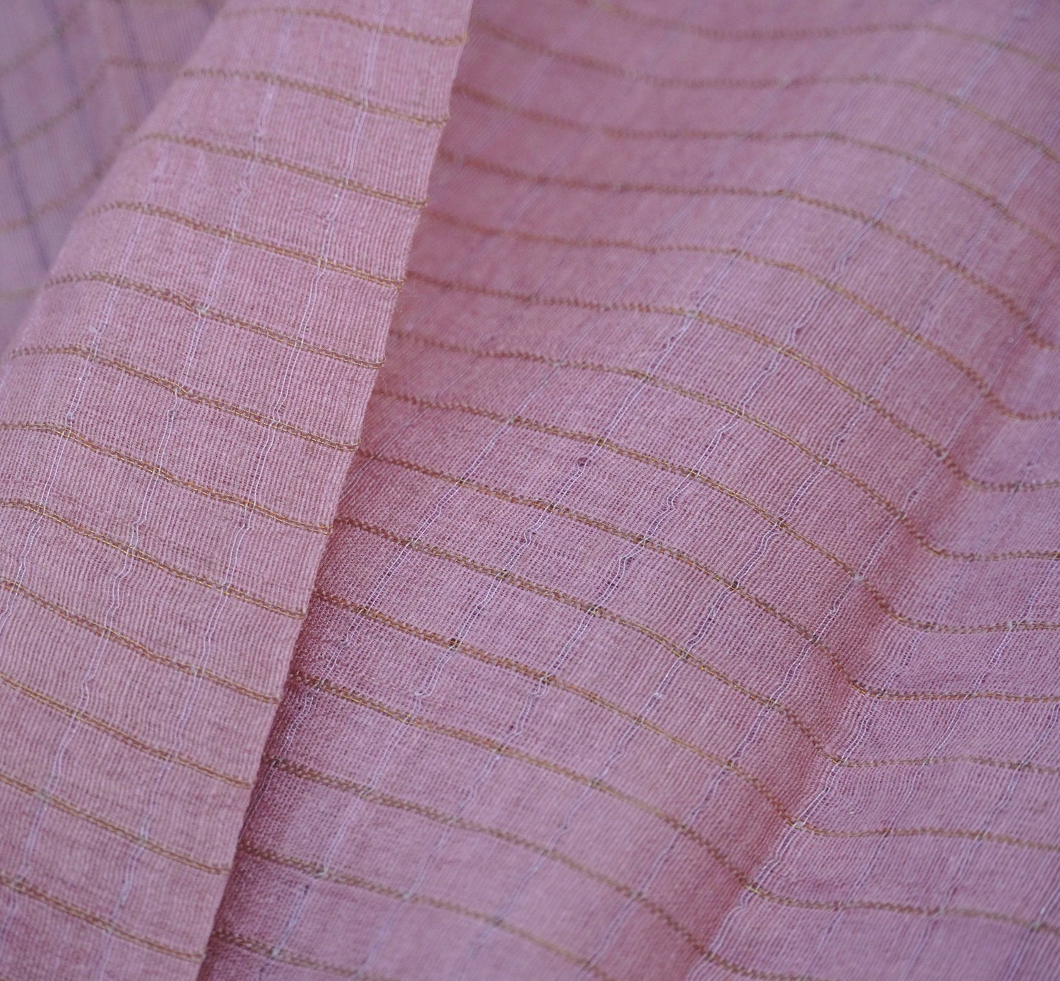 Pastel Pink Pure Moonga Silk Handloom Banarasi Check Fabric