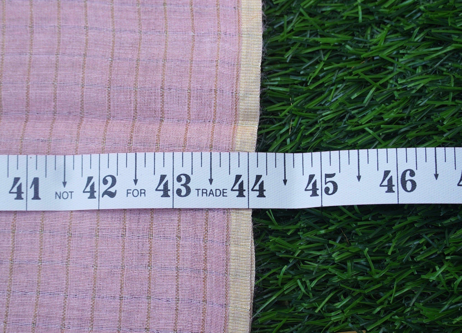 Pastel Pink Pure Moonga Silk Handloom Banarasi Check Fabric