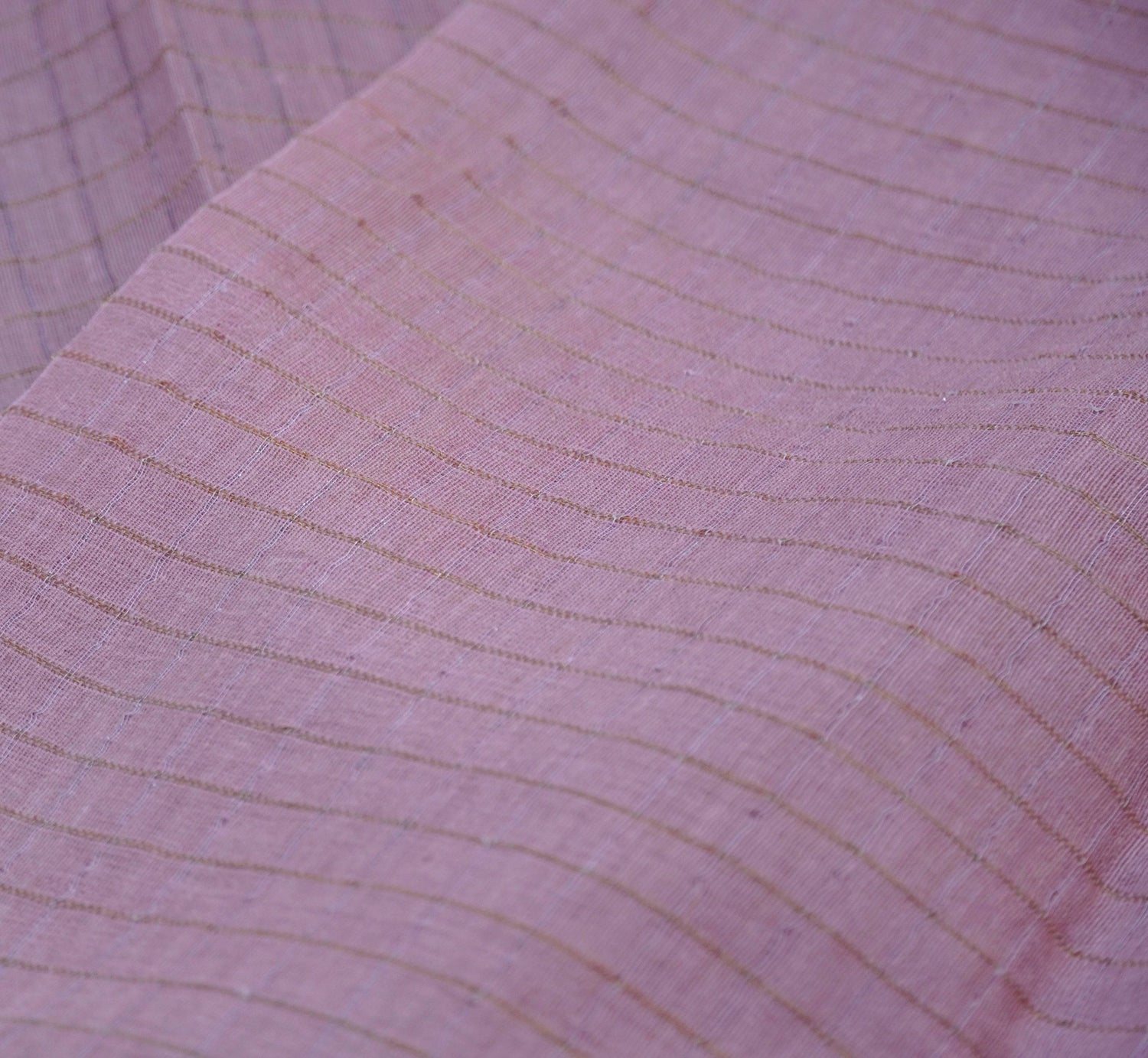 Pastel Pink Pure Moonga Silk Handloom Banarasi Check Fabric