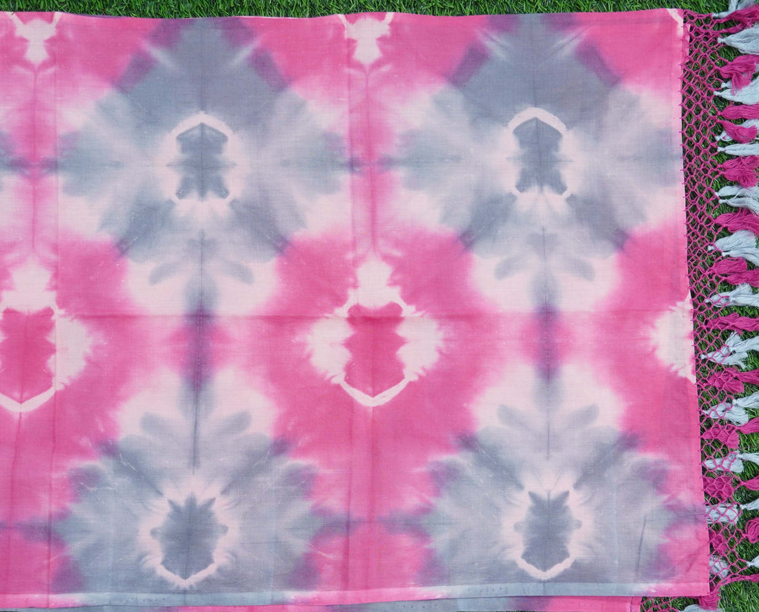 Pink Pure Cotton Tie Dye Stole - Khinkhwab