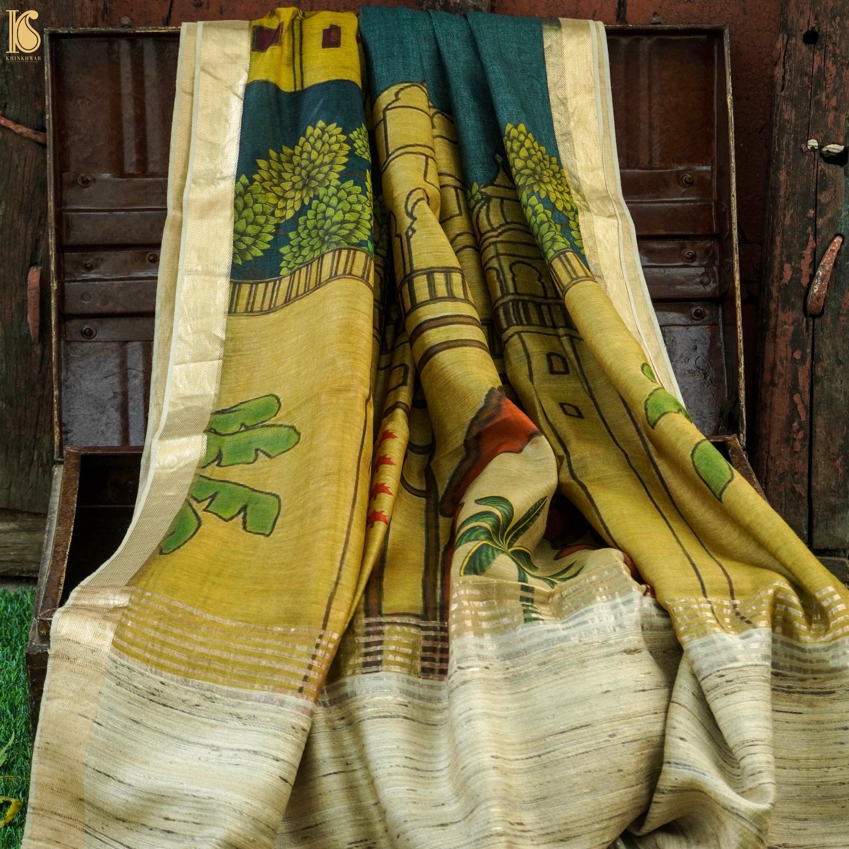 Moonga Tussar Silk Print Saree