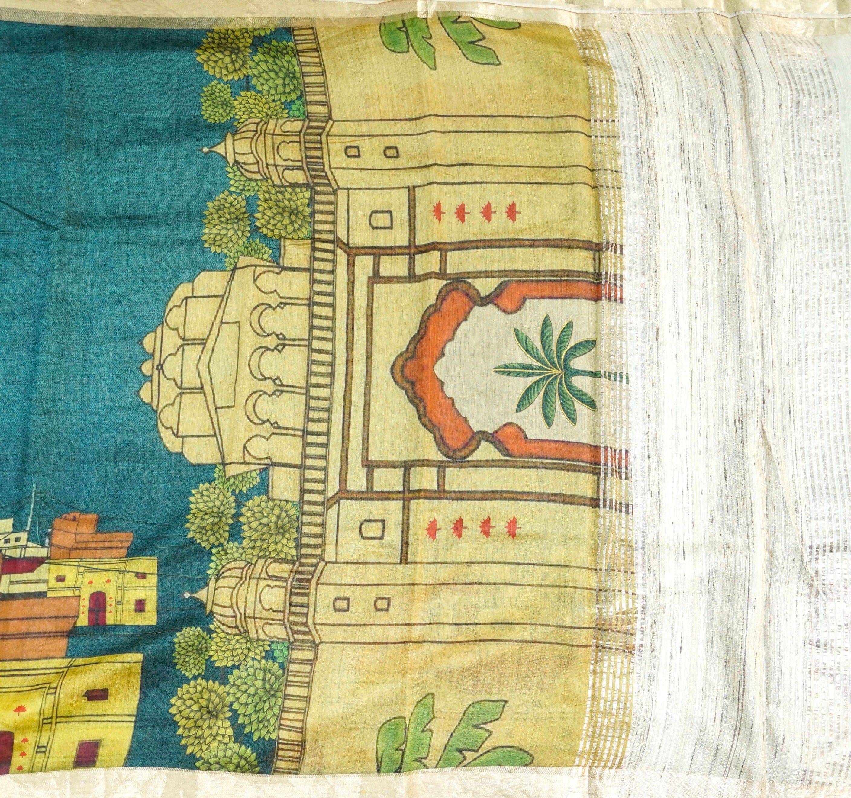 Moonga Tussar Silk Print Saree
