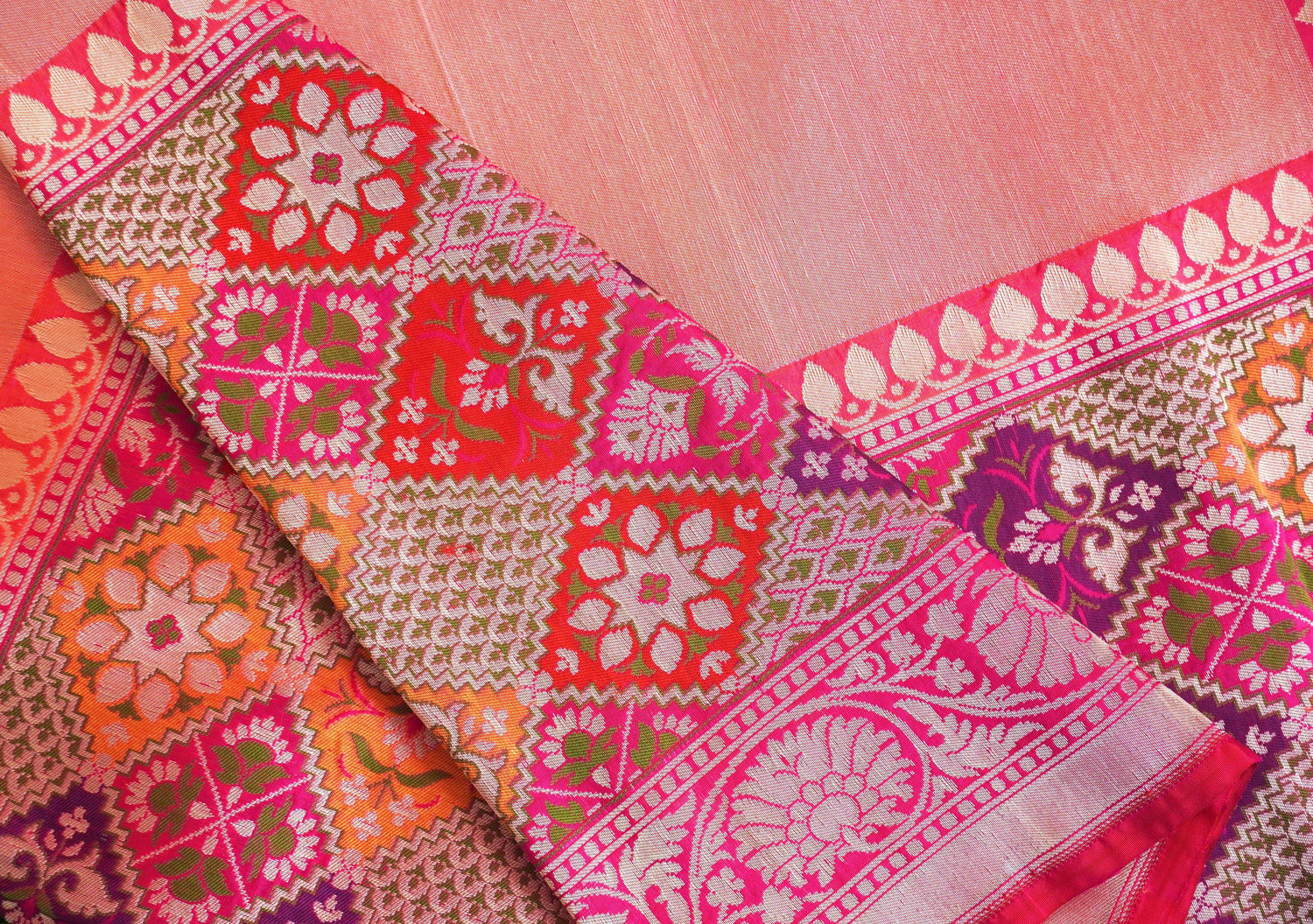 Handloom Pure Tissue Silk Orange Banarasi Saree