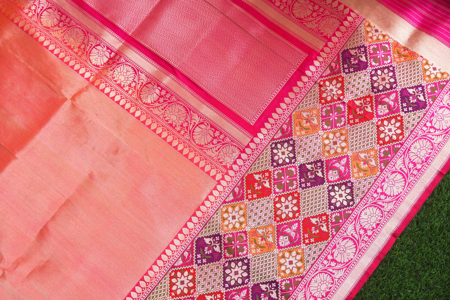 Handloom Pure Tissue Silk Orange Banarasi Saree