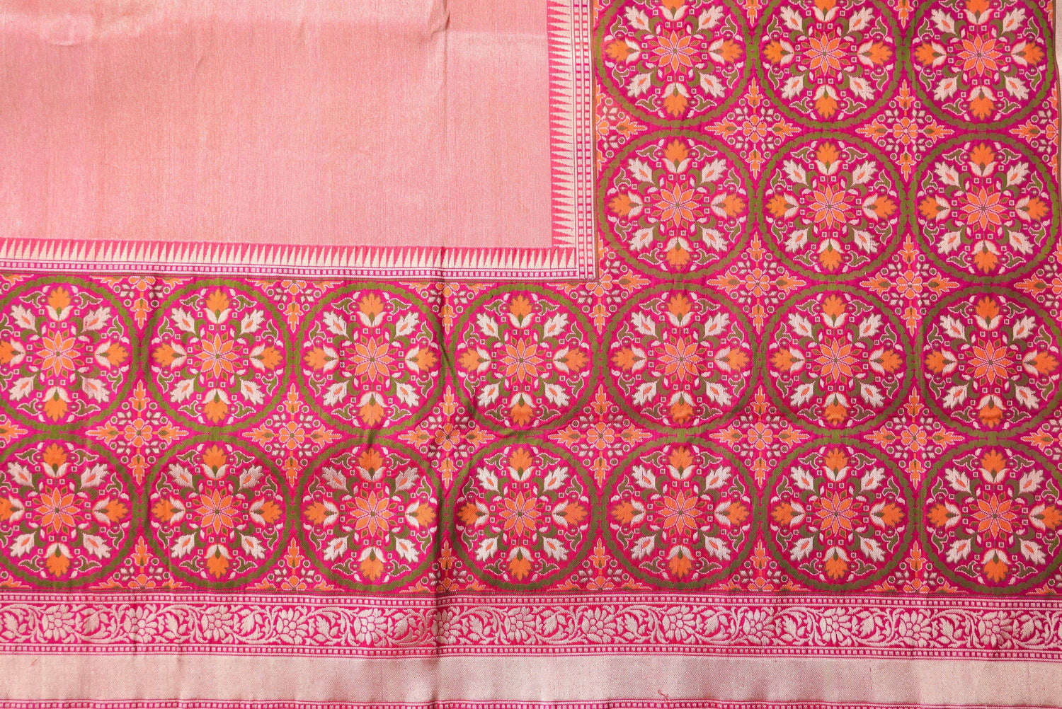 Handloom Pure Tissue Silk Orange Banarasi Saree