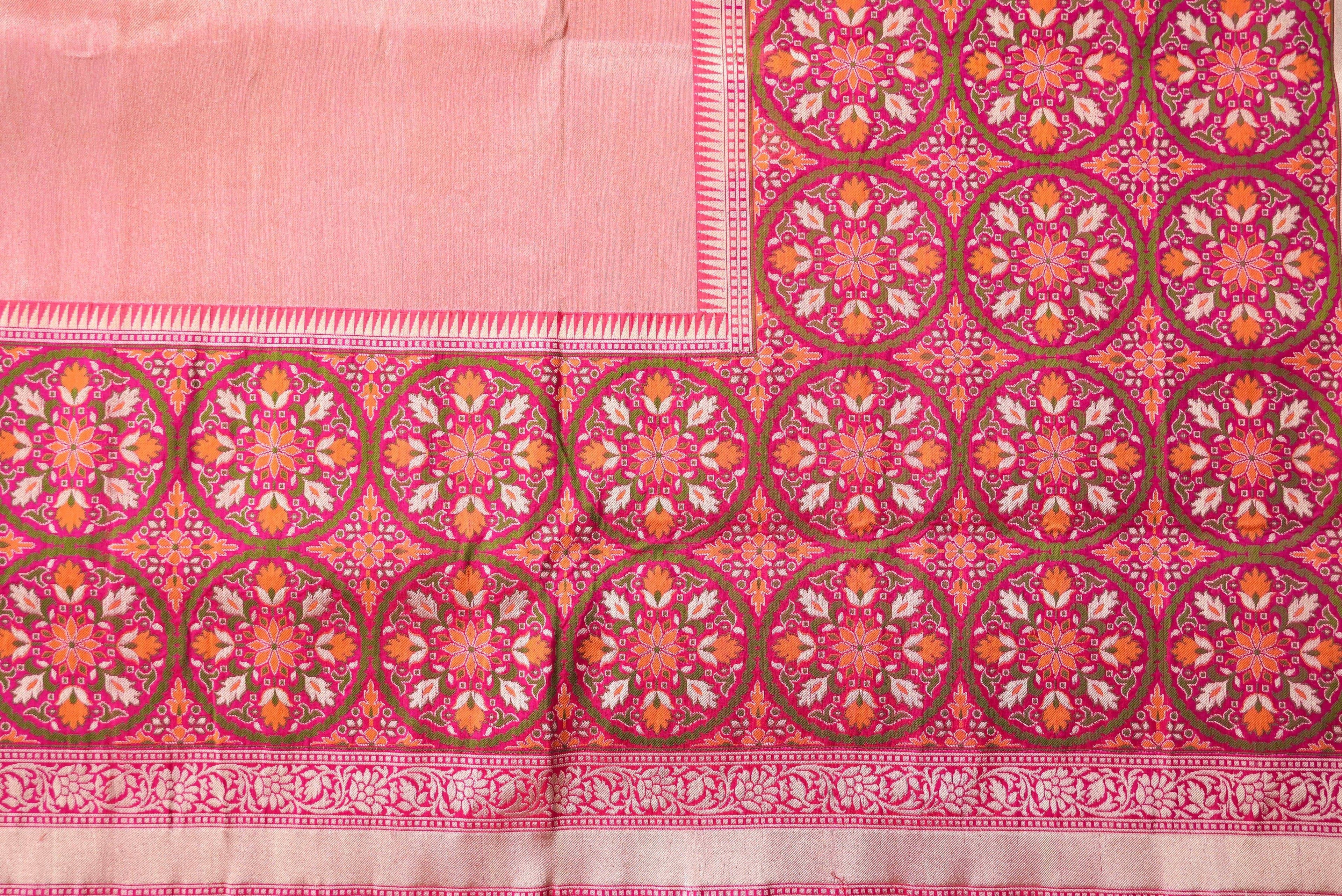 Handloom Pure Tissue Silk Orange Banarasi Saree
